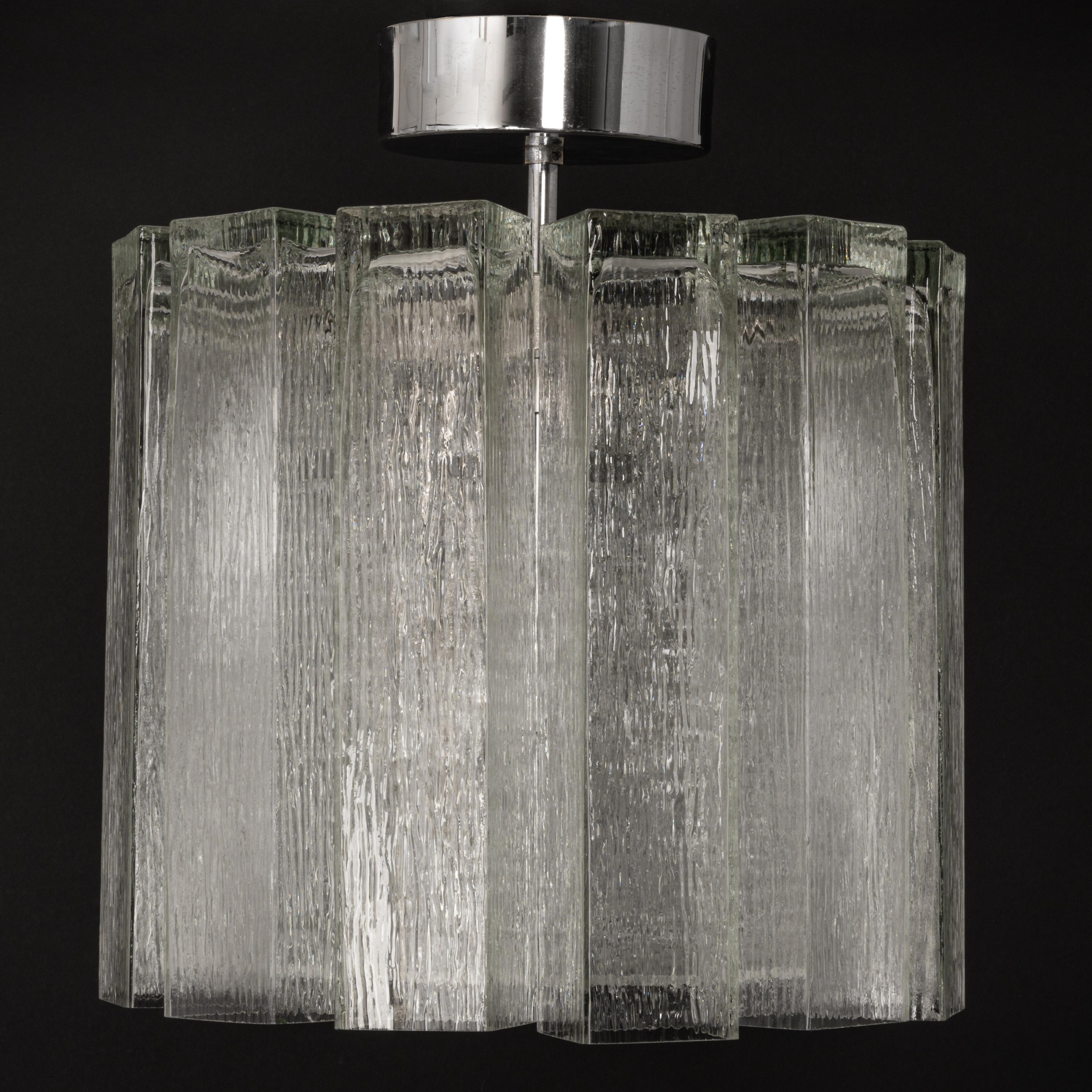 1 of 3 Glass Tubes Flush Mount Light by Limburg, Germany, 1960s For Sale 5