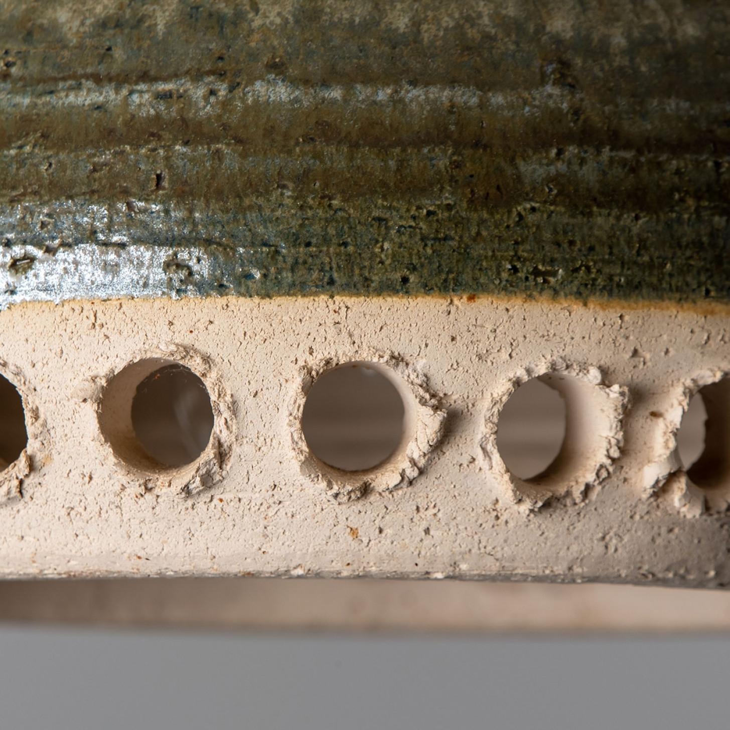 1 of 3 Green Yellow Brown Ceramic Pendant Lights, Denmark, 1970 For Sale 2