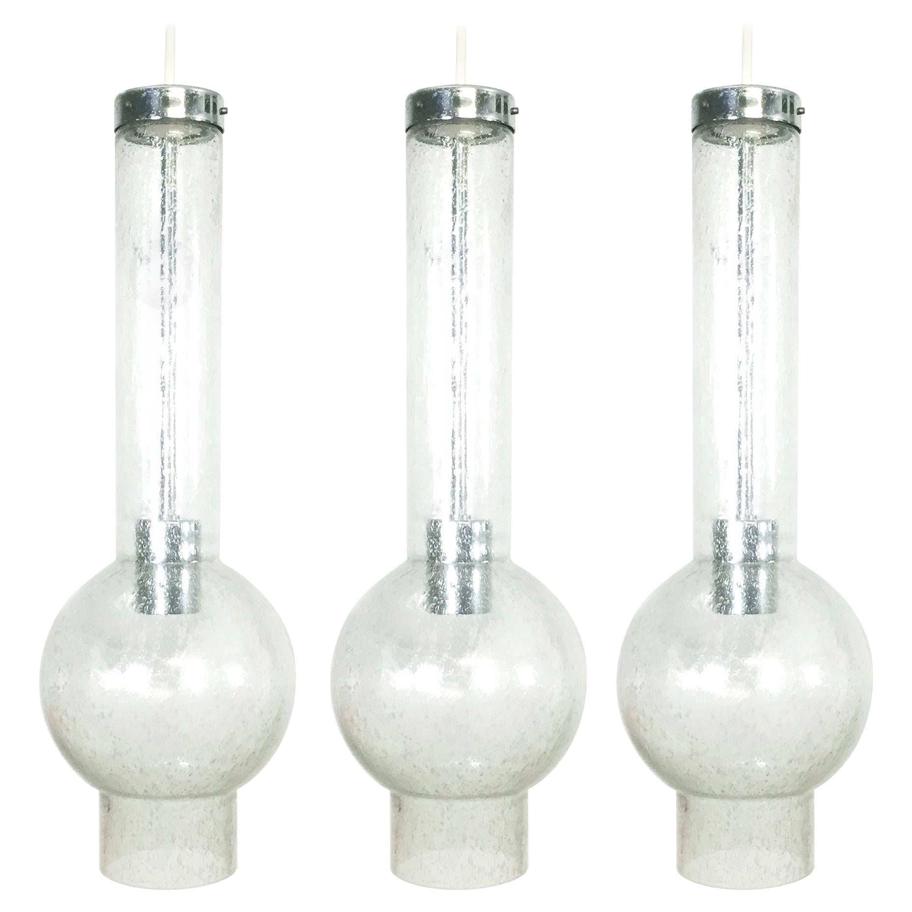 1 des 3 lampes à tube en verre soufflé à la main fabriquées par Staff Lights dans les années 1970, Allemagne