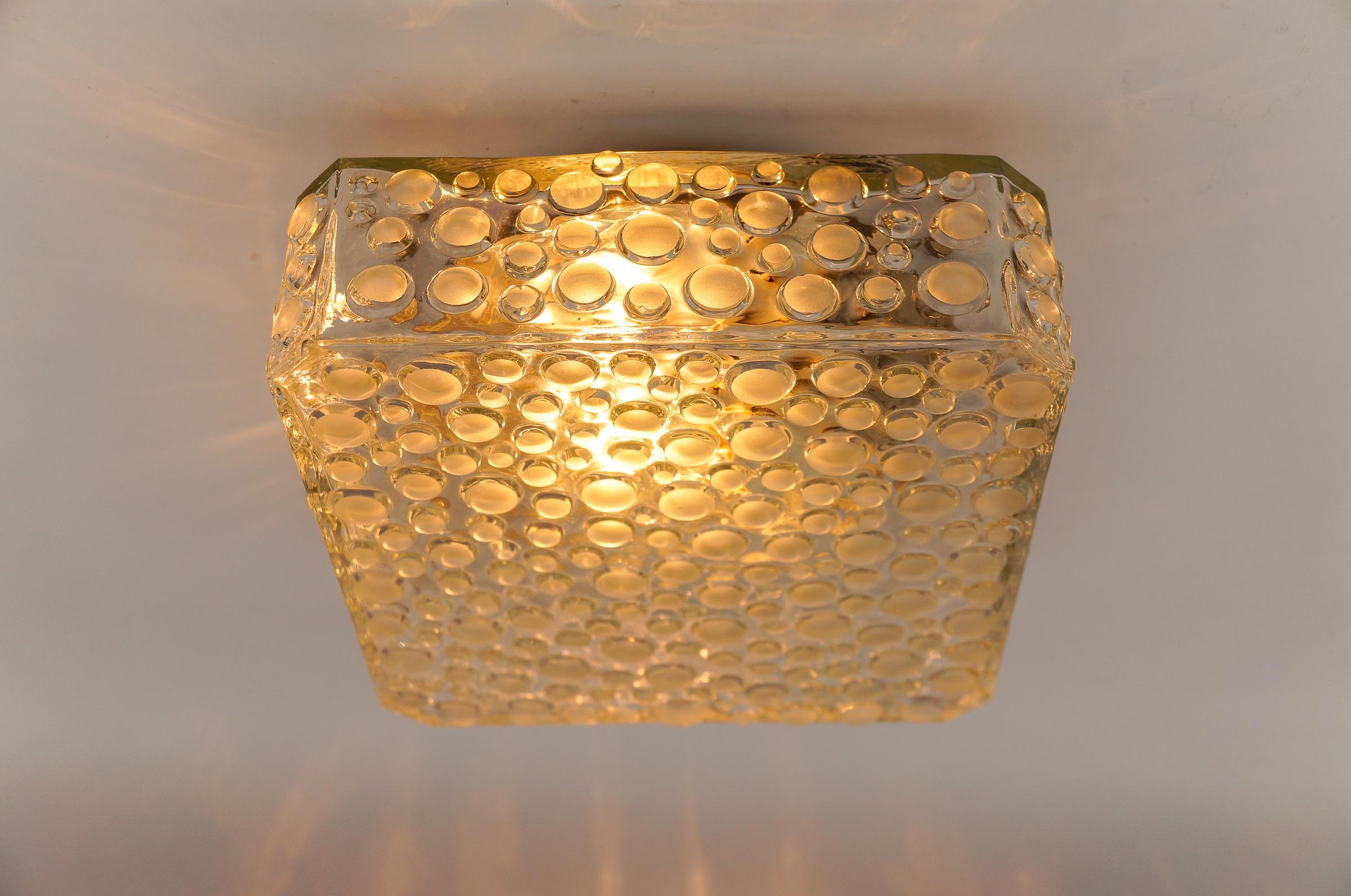 1. von 3 schweren klaren & satinierten Glas Blase Flush Mount Licht oder Wandleuchte, 1960er (Mitte des 20. Jahrhunderts) im Angebot