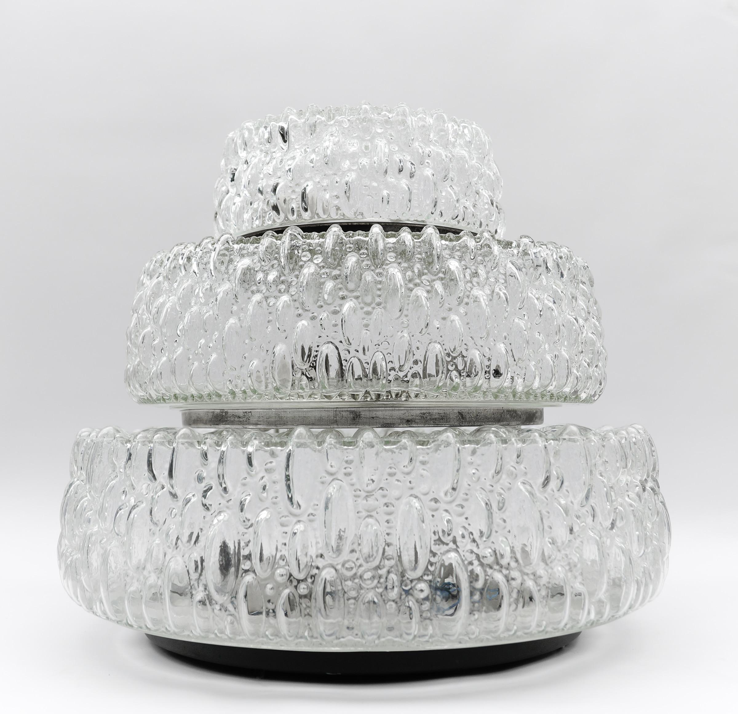 1. de 3 Enorme Lámpara de Pared / Empotrable de Cristal Burbuja de Limburg, años 60 Alemania en venta 4