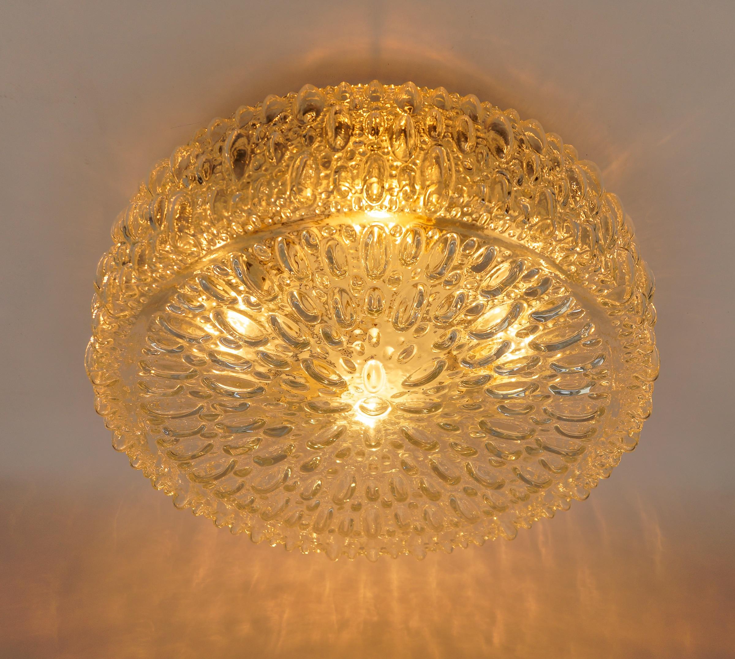 1. de 3 Enorme Lámpara de Pared / Empotrable de Cristal Burbuja de Limburg, años 60 Alemania Metal en venta