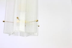 1 of 3 Huge Murano Ice Glass Pendant by Limburg, Germany, 1970s