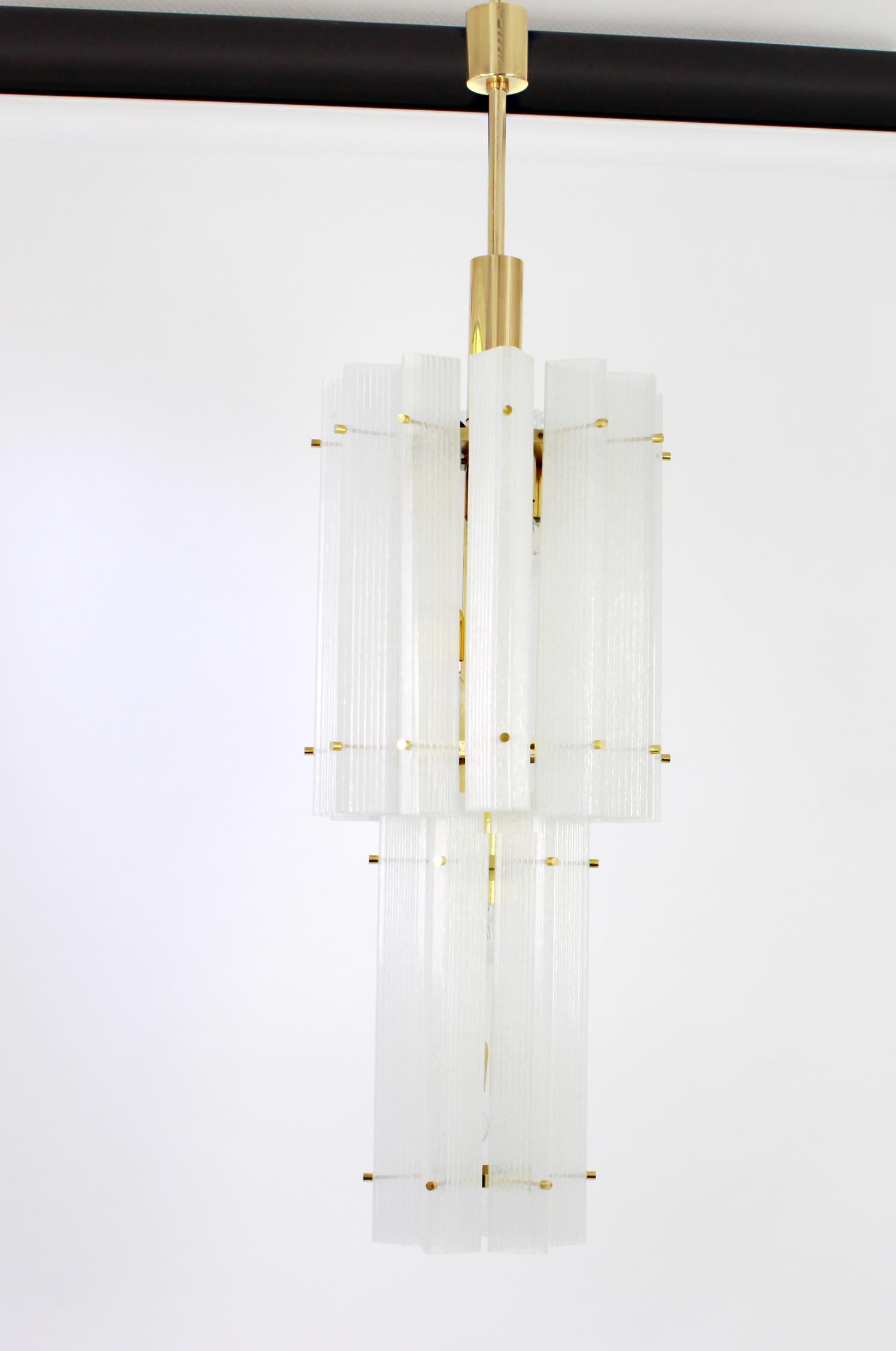 Mid-Century Modern 1 of 3 Huge Murano Ice Glass Pendant by Limburg, Germany, 1970s For Sale