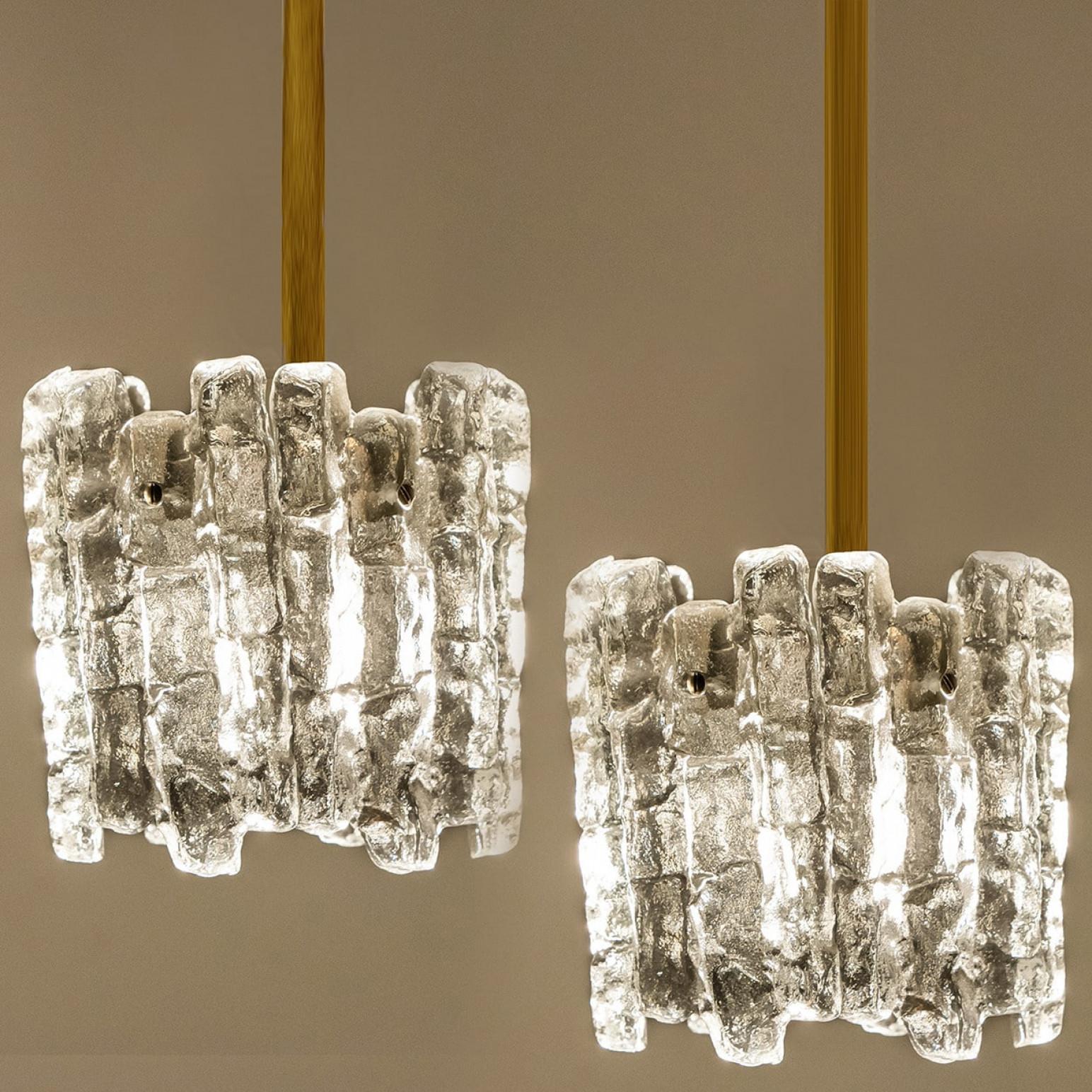 1 of 3 Ice Glass Pendant Lights by J.T. Kalmar, 1970s For Sale 4