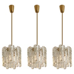 1 of 3 Ice Glass Pendant Lights by J.T. Kalmar, 1970s