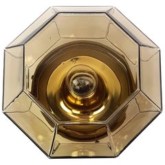 1 of 3 Iron and Clear Glass Flush Mount by Limburg, Germany, 1960s