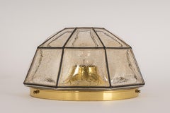 1 of 3 Iron and Clear Glass Flushmount by Limburg, Germany, 1960s