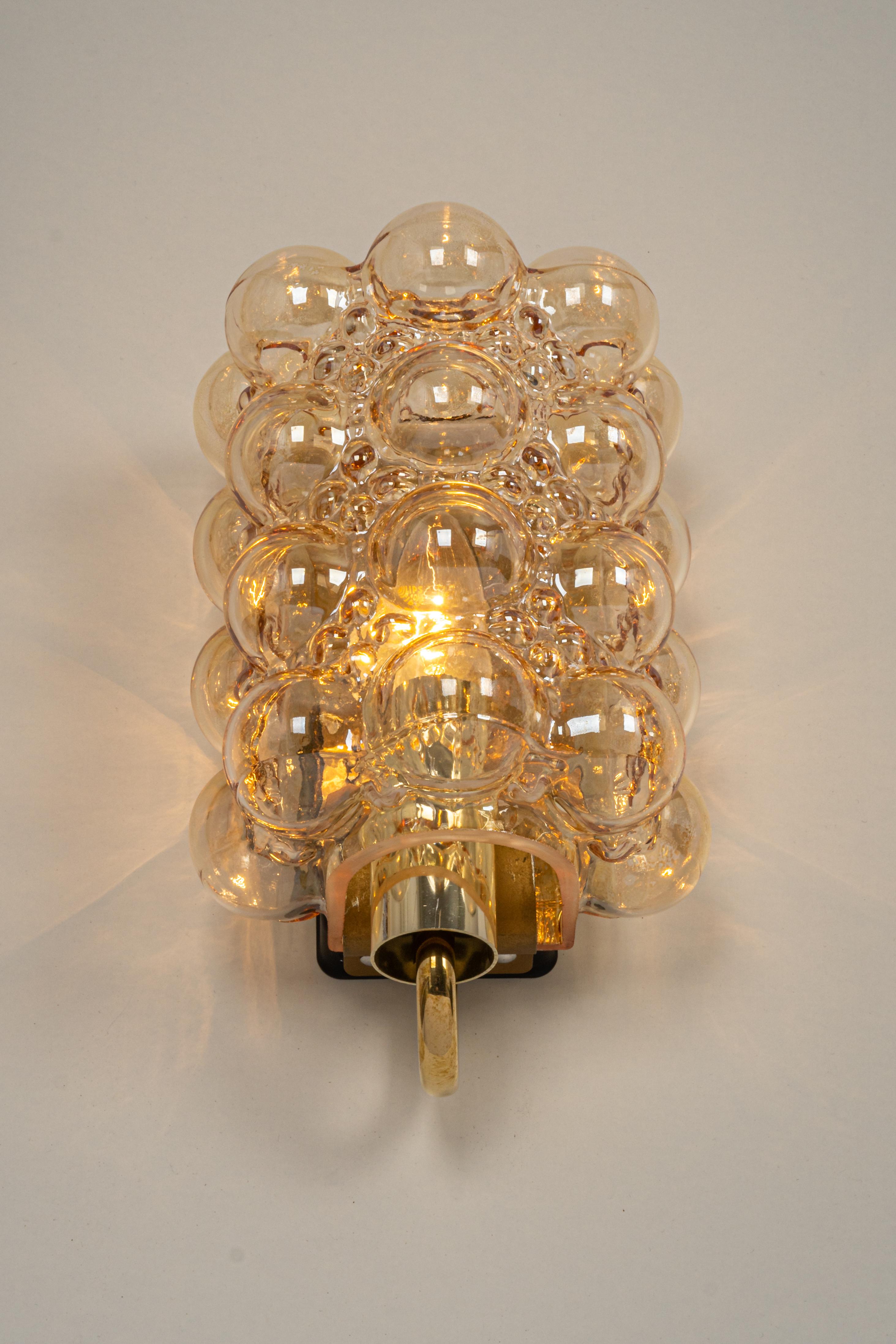 1 of 3 Large Amber Bubble Glass Sconces by Helena Tynell, Limburg, Germany For Sale 4
