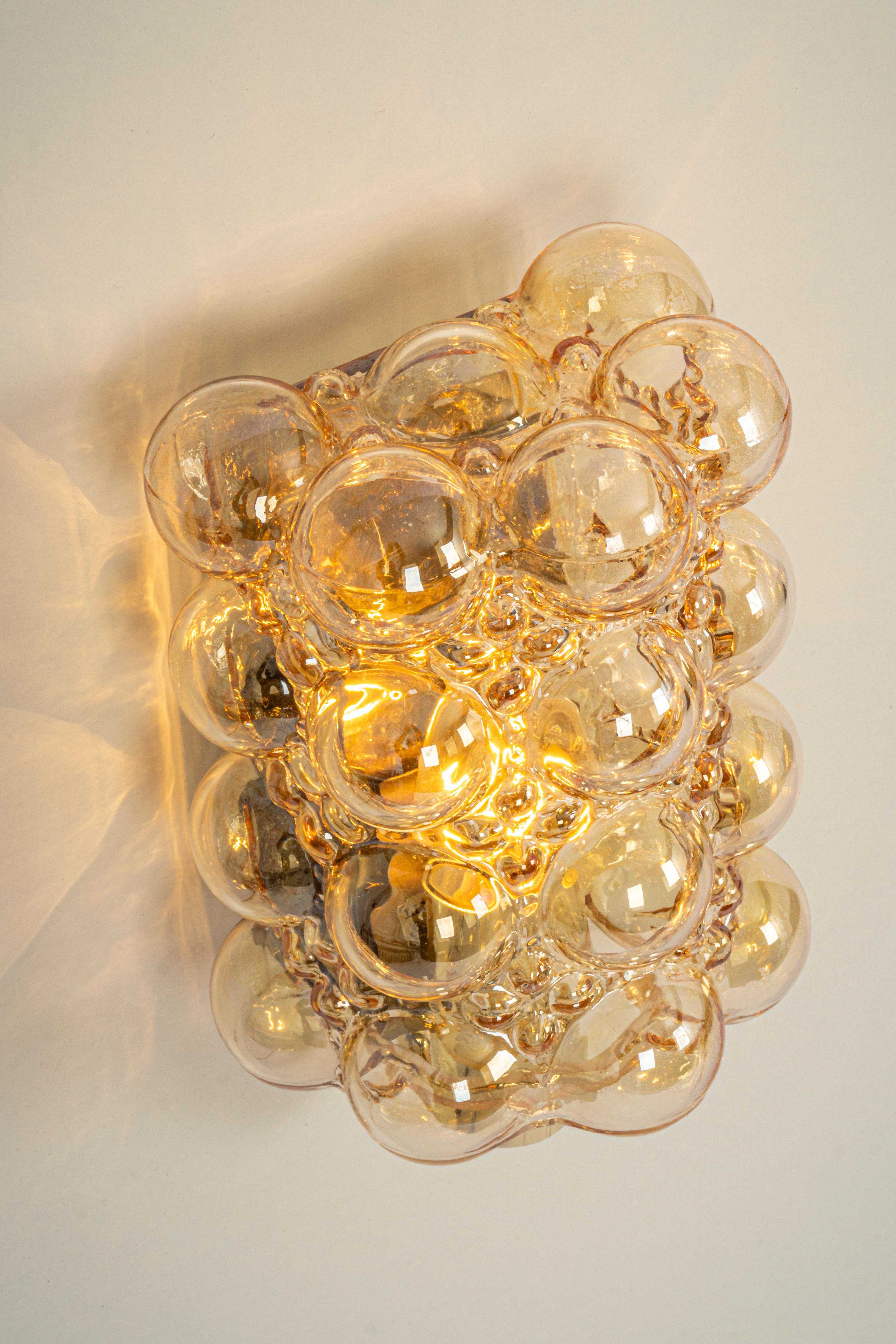 1 of 3 Large Amber Bubble Glass Sconces by Helena Tynell, Limburg, Germany For Sale 2