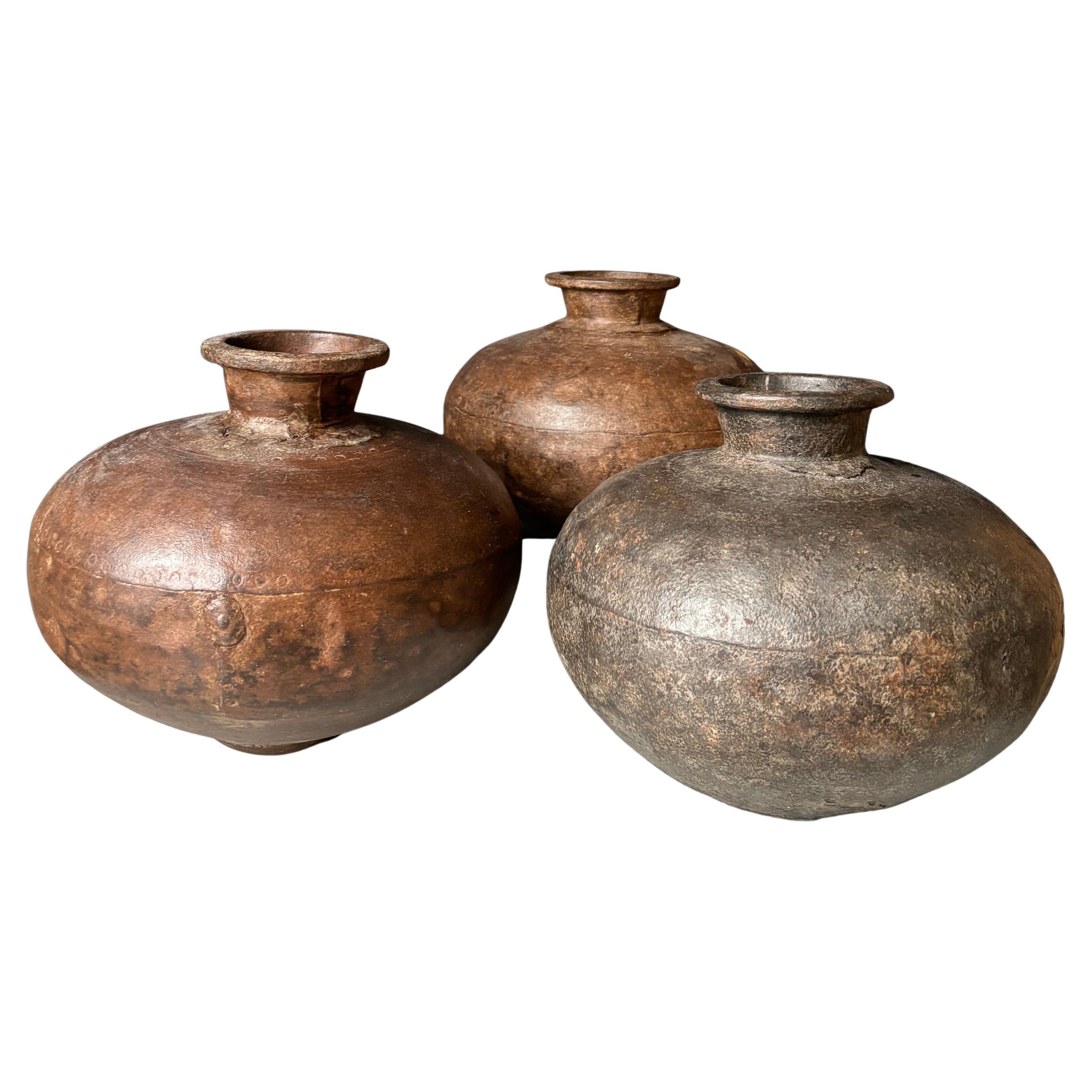 1 of 3 Large Antique 19th Century Indian Metal Water Jugs