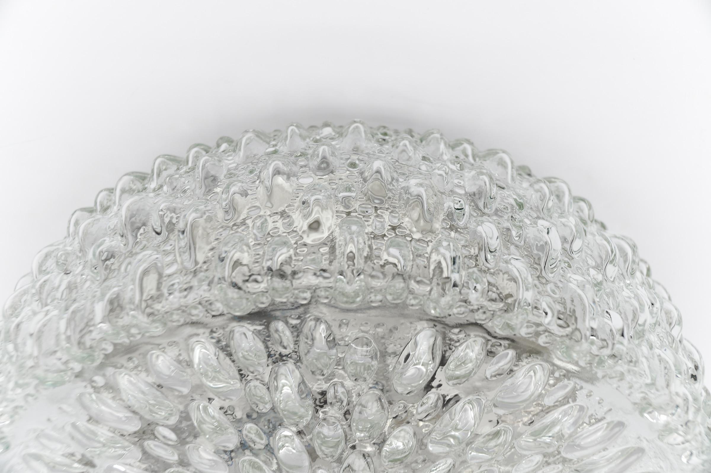 1. of 3 Large Bubble Glass Wall Lamp / Flush Mount by Limburg, 1960s Germany For Sale 5