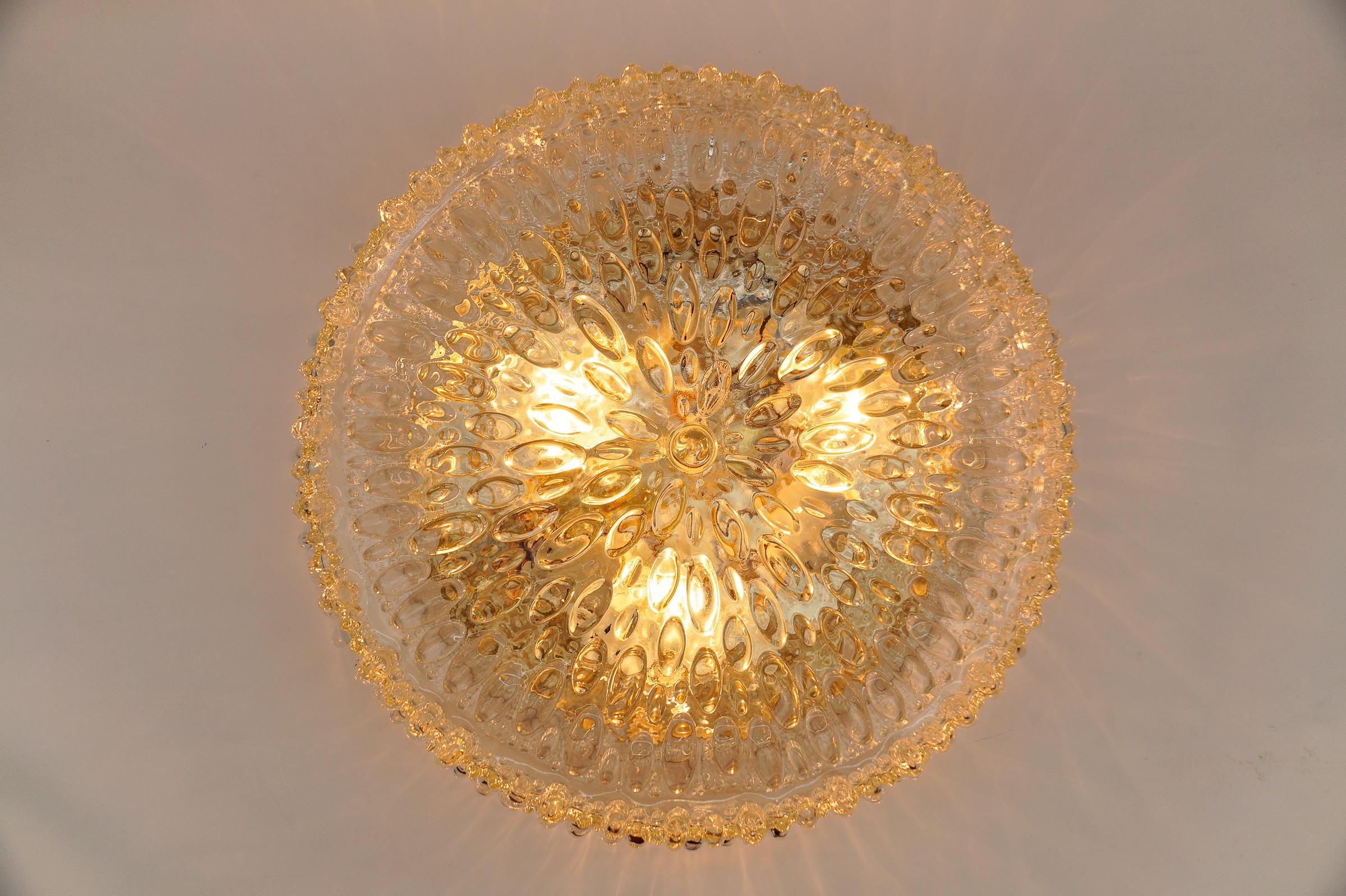 Mid-20th Century 1. of 3 Large Bubble Glass Wall Lamp / Flush Mount by Limburg, 1960s Germany For Sale