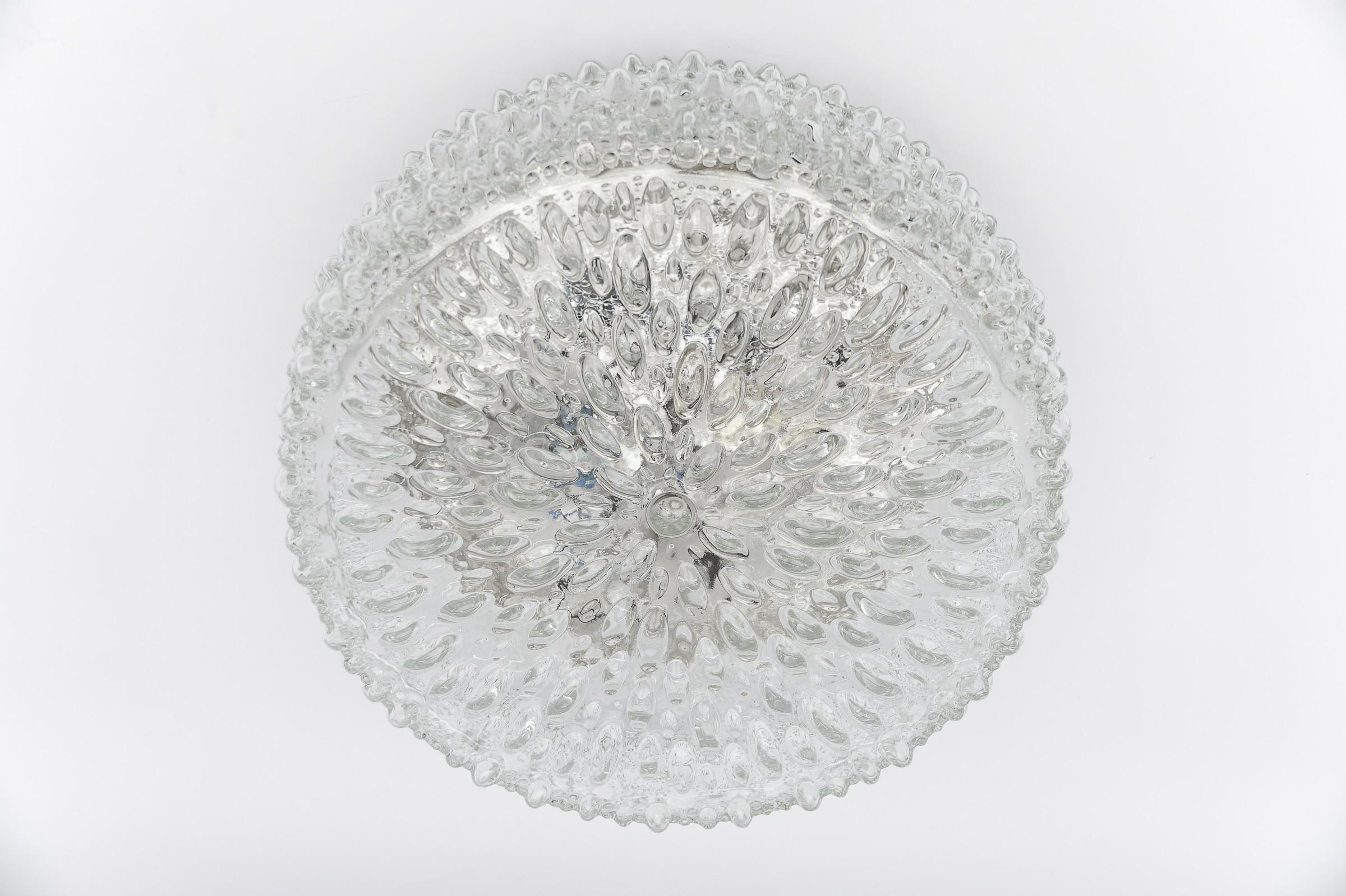 1. of 3 Large Bubble Glass Wall Lamp / Flush Mount by Limburg, 1960s Germany For Sale 1