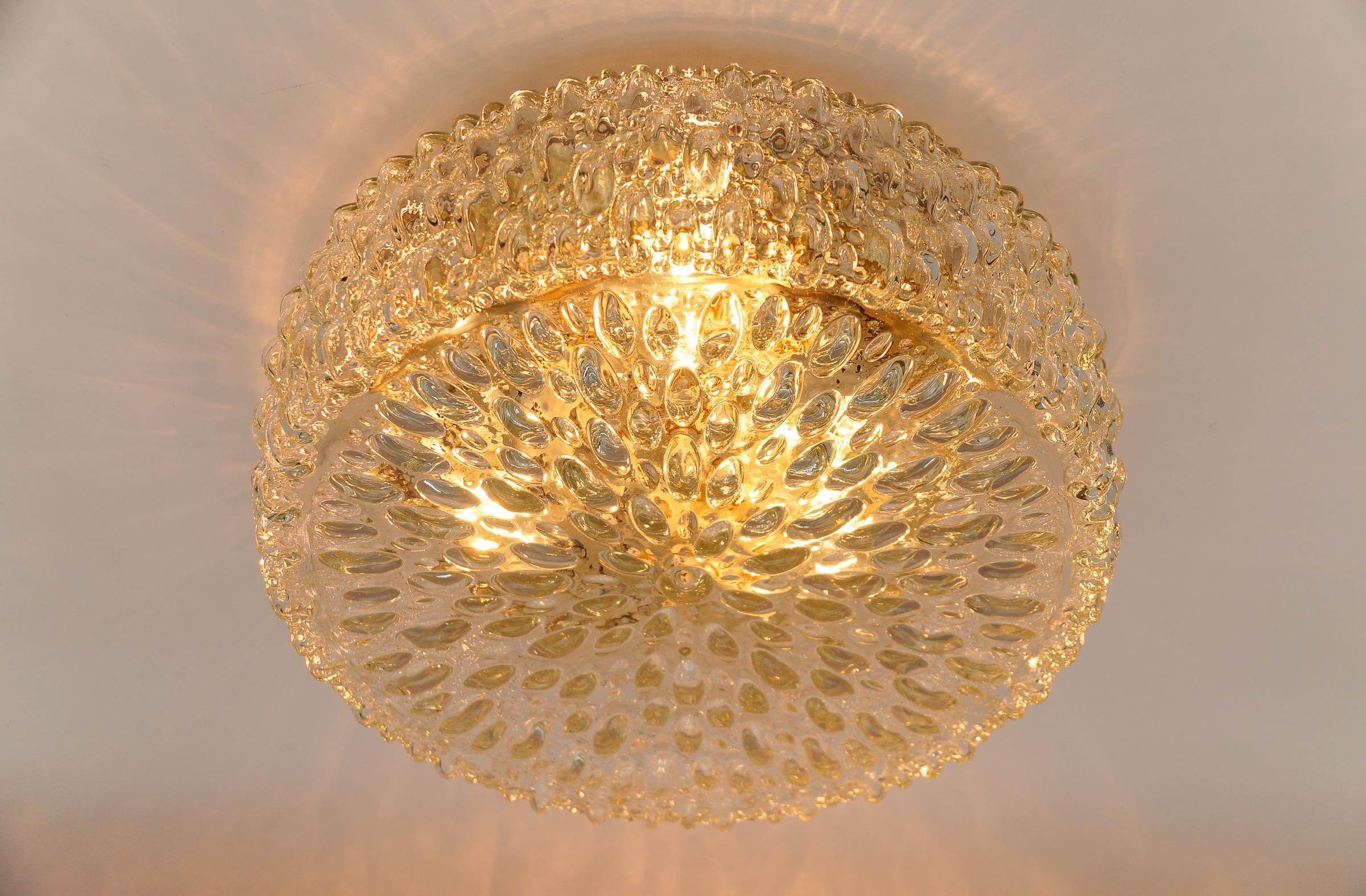 1. of 3 Large Bubble Glass Wall Lamp / Flush Mount by Limburg, 1960s Germany For Sale 2