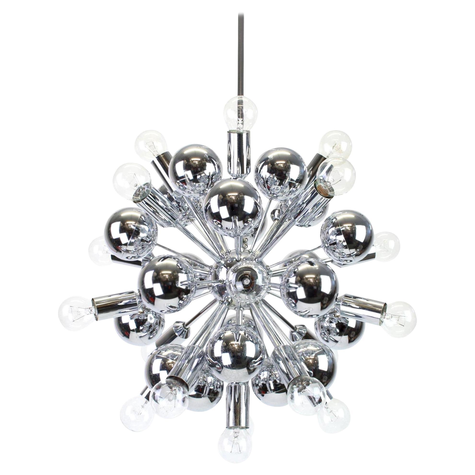 1 of 3 Large Chrome Space Age Sputnik Chandelier by Cosack, Germany, 1970s