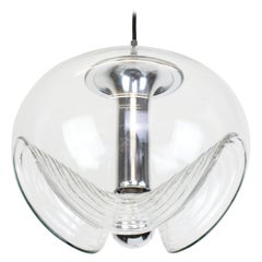 1 of 3 Large Clear Glass Pendant Light designed by Koch & Lowy, Germany, 1970s