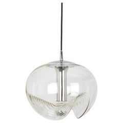 1 of 3 Large Clear Glass Pendant Light designed by Koch & Lowy, Germany, 1970s
