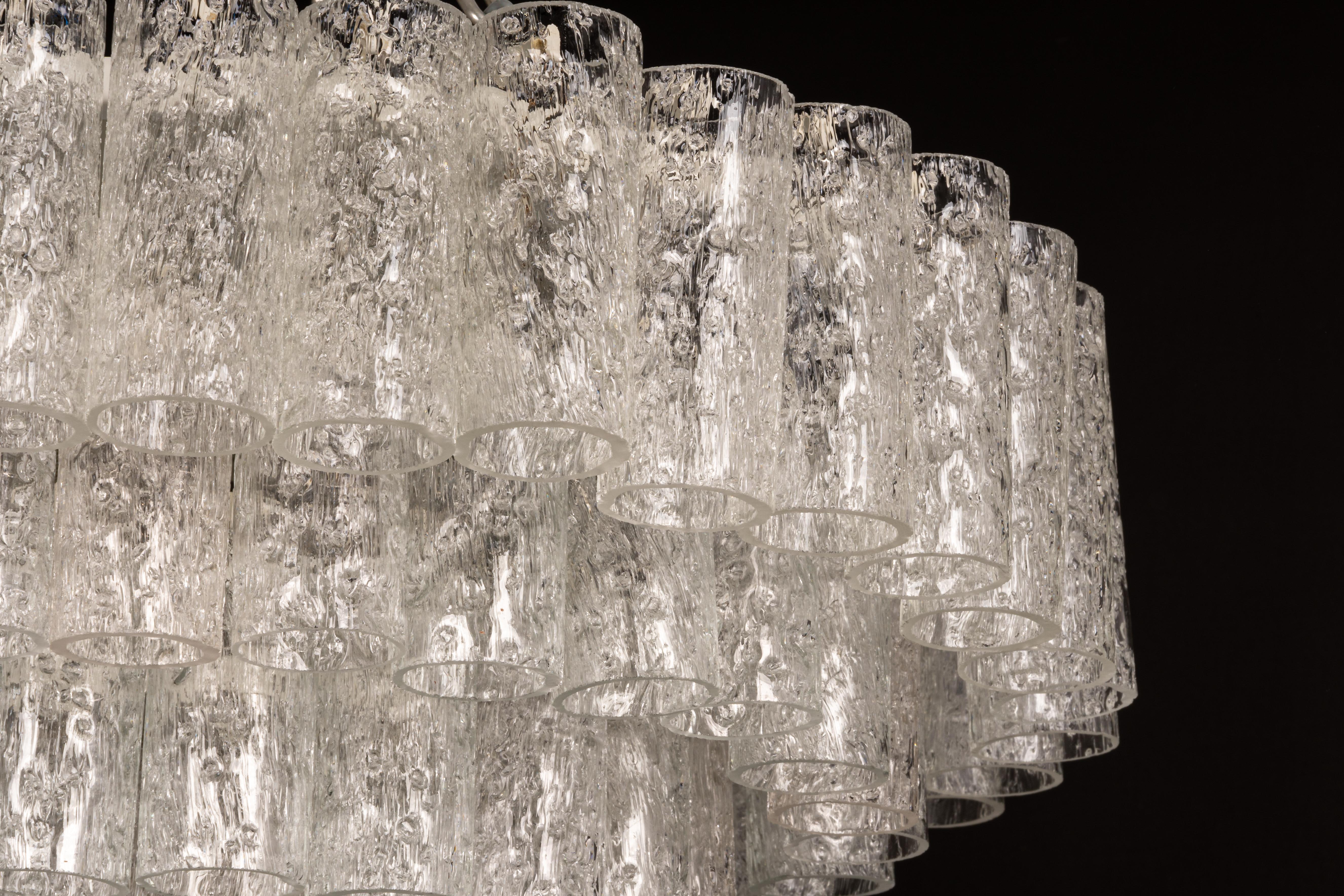 1 of 3 Large Doria Ice Glass Tubes Chandelier, Germany, 1960s For Sale 4