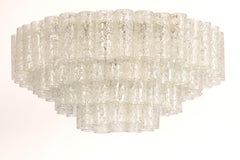 1 of 3 Large Doria Ice Glass Tubes Chandelier, Germany, 1960s