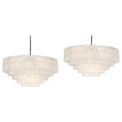 1 di 3 Grandi lampadari a tubo di vetro Doria Ice, Germania, anni '60