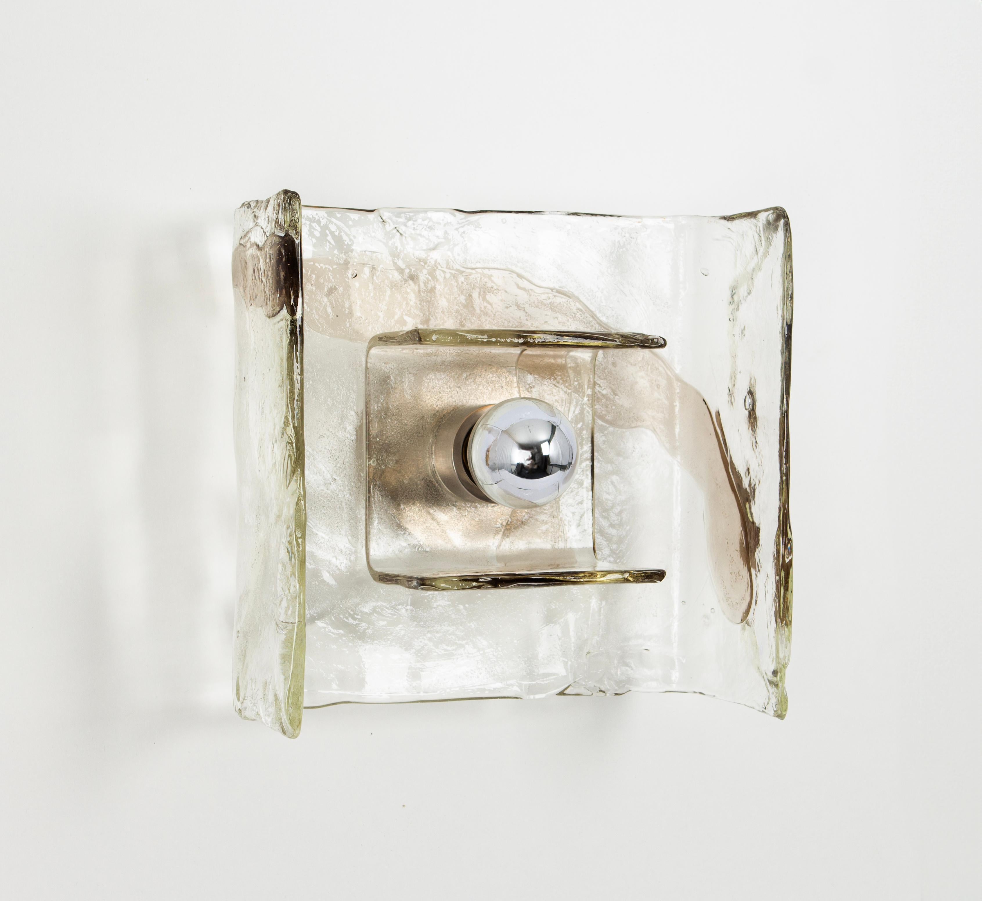 Mid-20th Century 1 of 3 Large Glass Wall Light Designed by Carlo Nason for Kalmar, 1960s For Sale