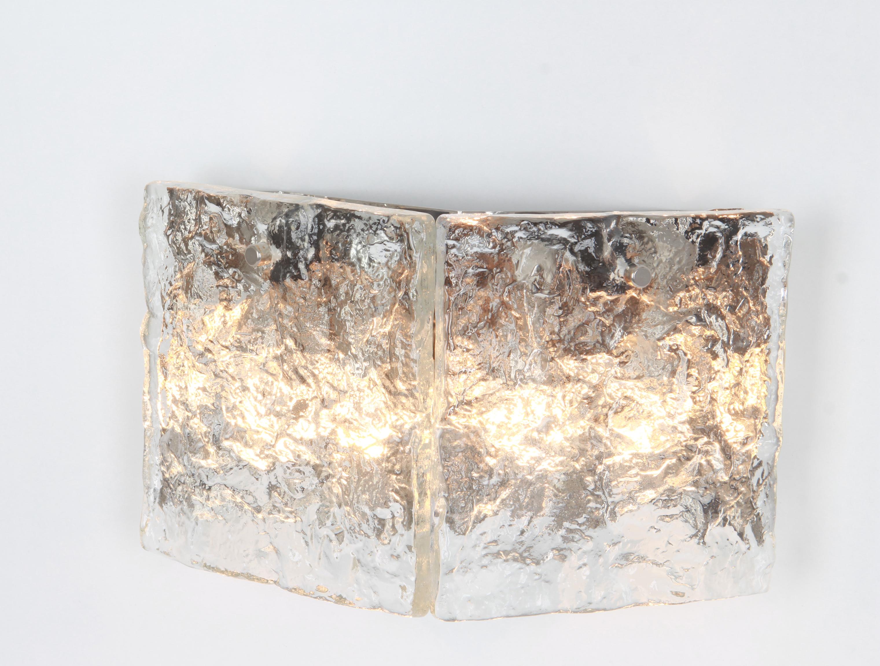 Mid-20th Century 1 of 3 Large Kalmar Sconce Wall Lights Murano Glass by Kalmar, Austria, 1960s For Sale