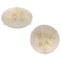 1 des 3 grands luminaires encastrés en verre de Murano par Kaiser, Allemagne, années 1960