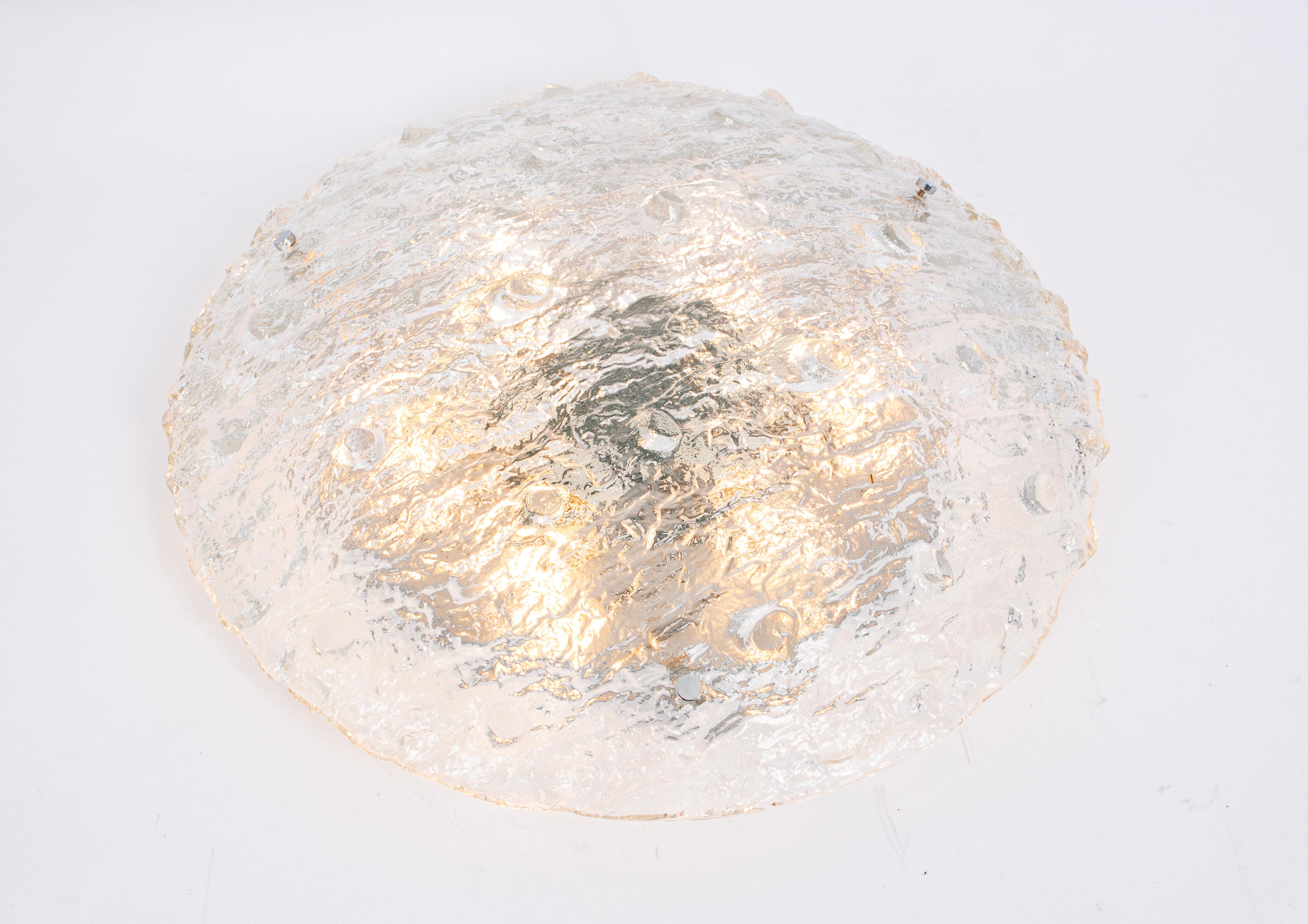 1 of 3 Large Murano Glass Flushmount Fixture Kaiser, Germany, 1970s For Sale 1