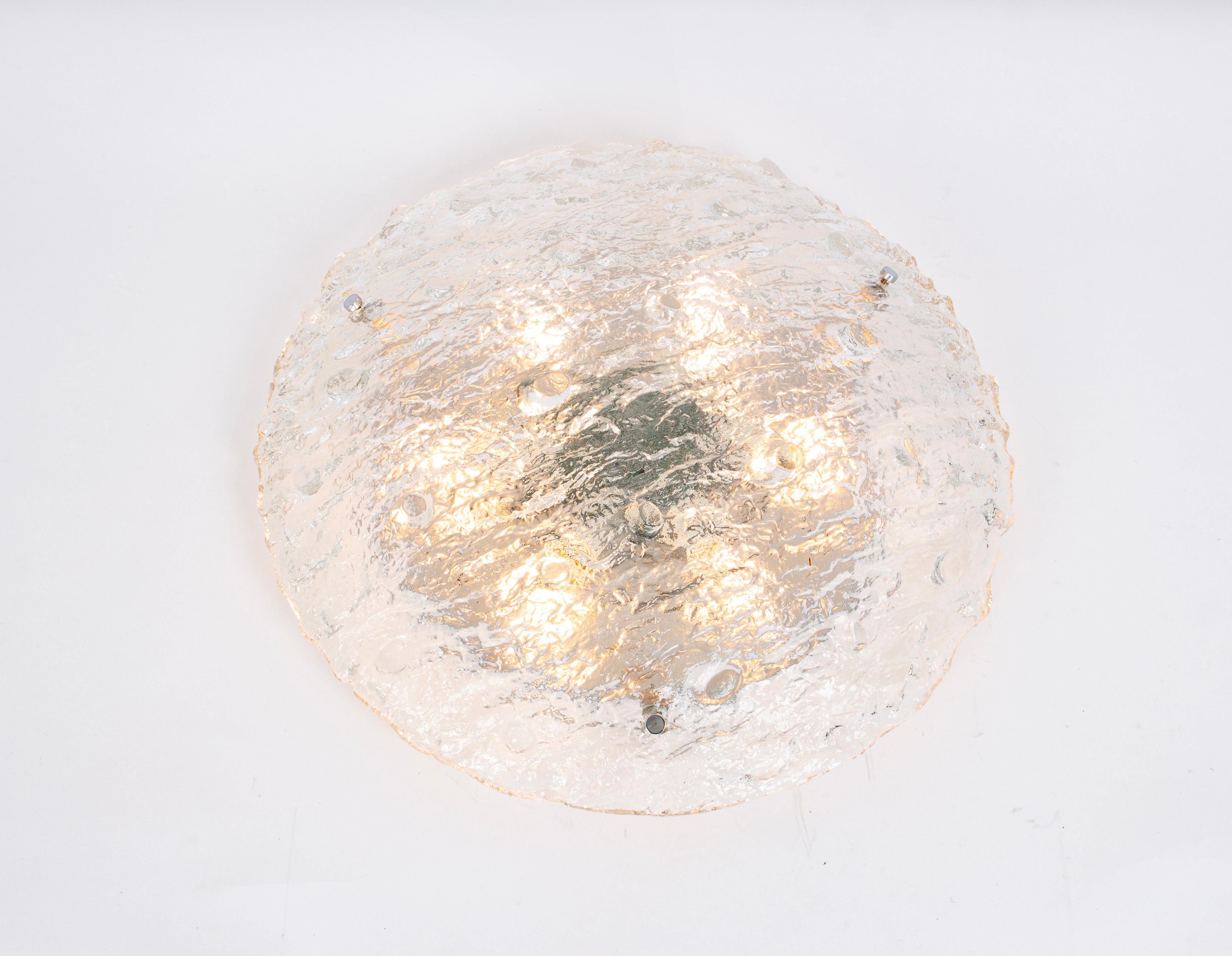 1 of 3 Large Murano Glass Flushmount Fixture Kaiser, Germany, 1970s For Sale 2