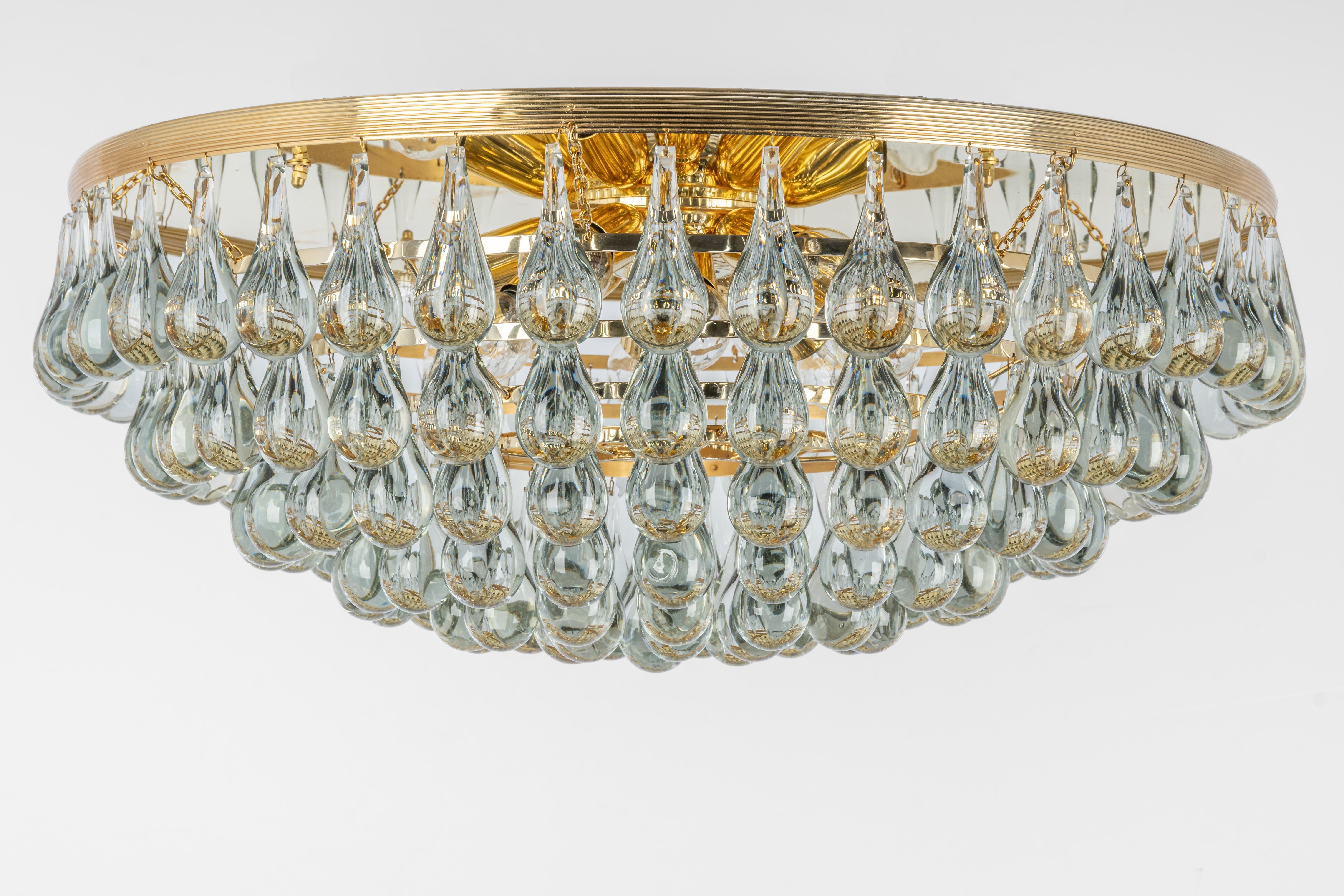 1 of 3 Large Murano Glass Tear Drop Chandelier by C.Palme, Germany, 1970s For Sale 4