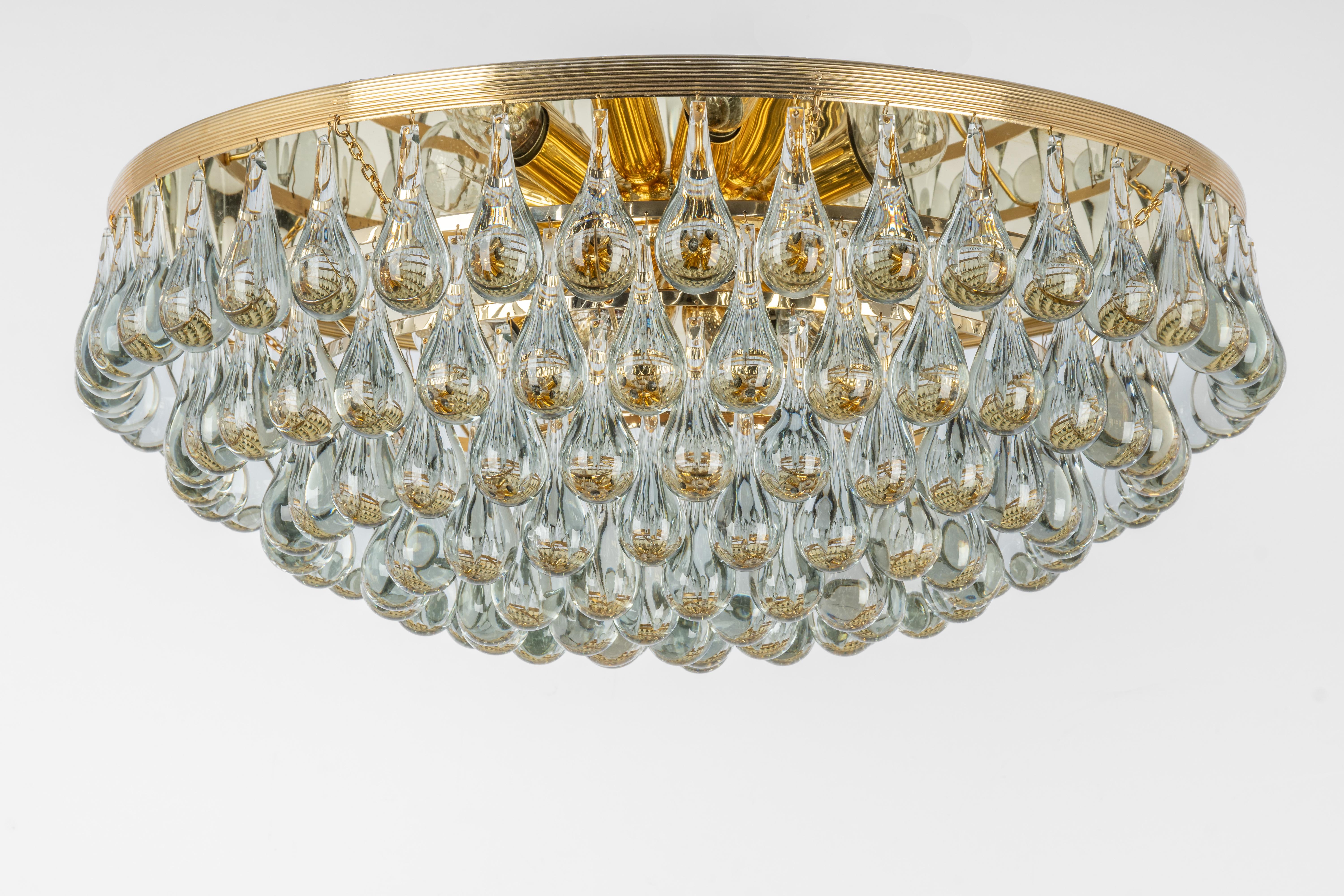 1 of 3 Large Murano Glass Tear Drop Chandelier by C.Palme, Germany, 1970s For Sale 5
