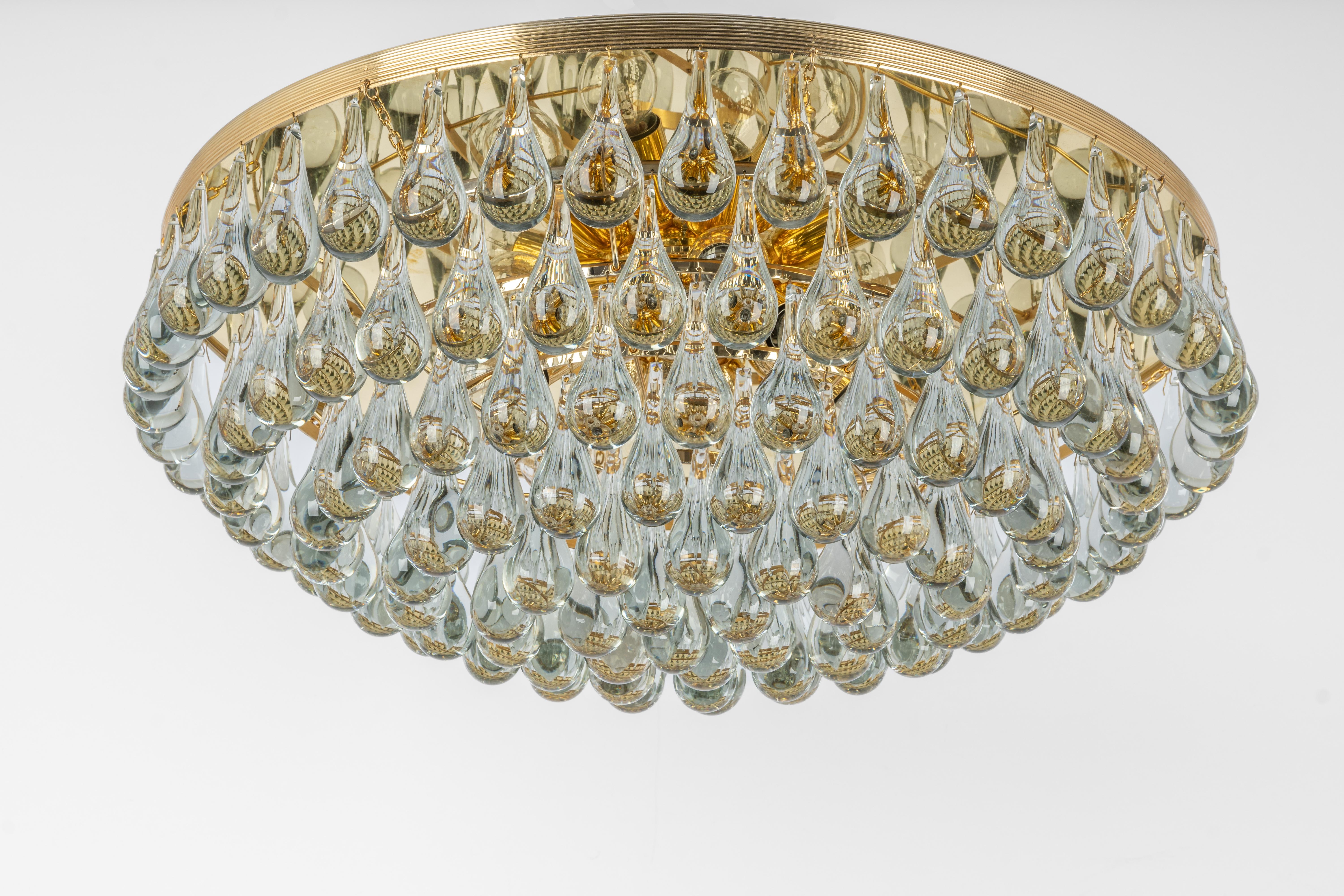 1 of 3 Large Murano Glass Tear Drop Chandelier by C.Palme, Germany, 1970s For Sale 6