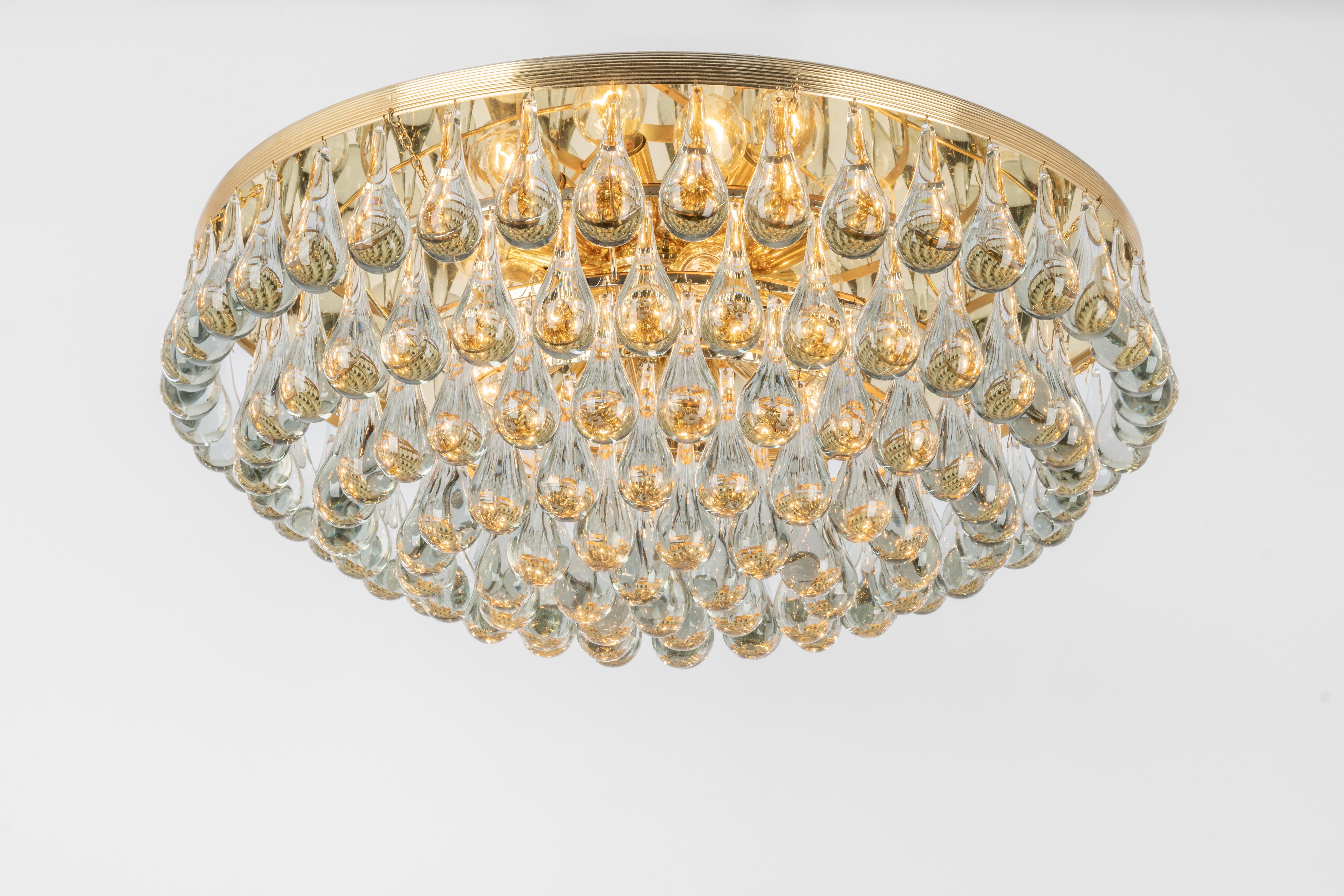 1 of 3 Large Murano Glass Tear Drop Chandelier by C.Palme, Germany, 1970s In Good Condition For Sale In Aachen, NRW