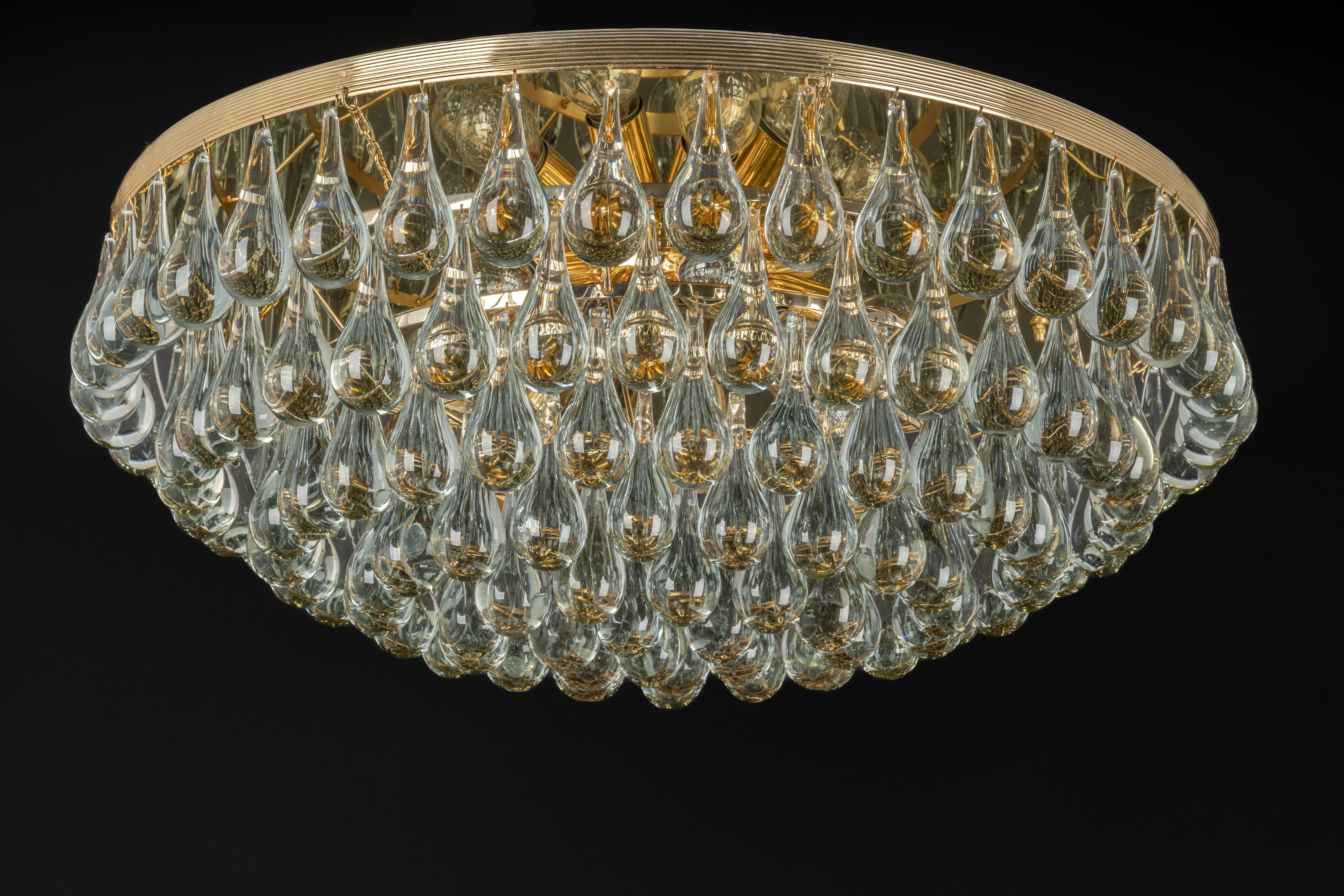 1 of 3 Large Murano Glass Tear Drop Chandelier by C.Palme, Germany, 1970s For Sale 2