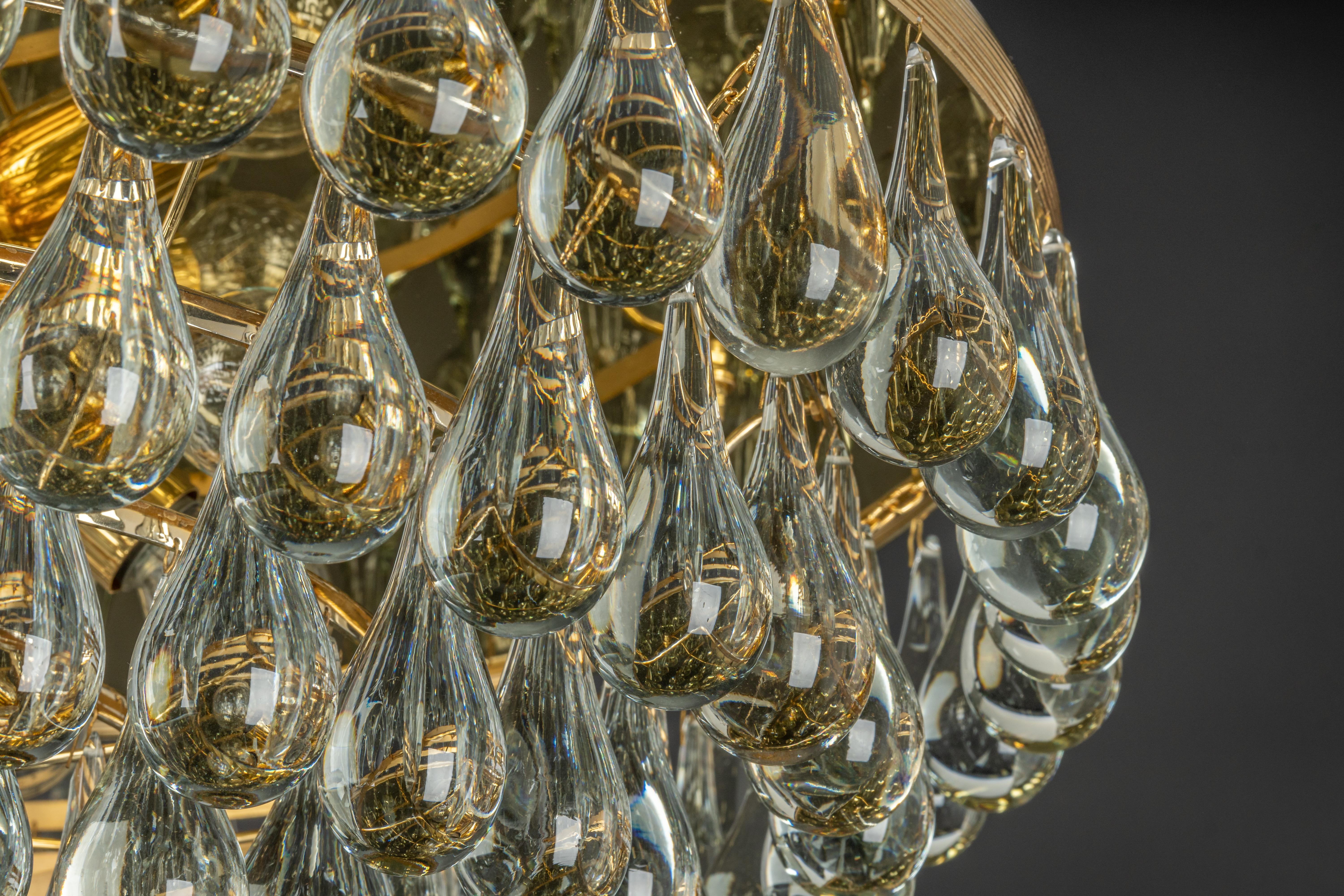 1 of 3 Large Murano Glass Tear Drop Chandelier by C.Palme, Germany, 1970s For Sale 3