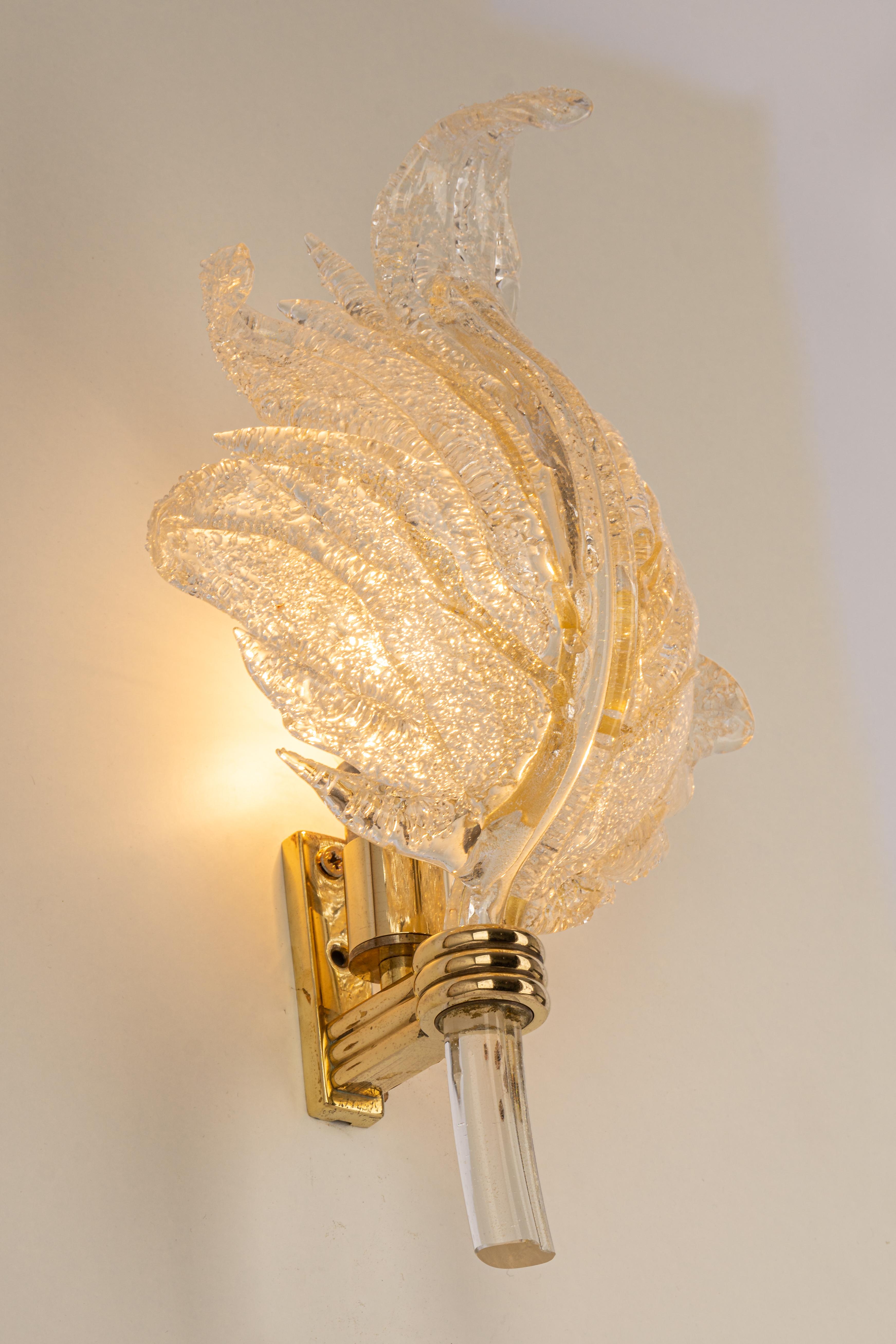1 of 3 Large Murano Glass Wall Sconce by Barovier & Toso, Italy, 1970s 3