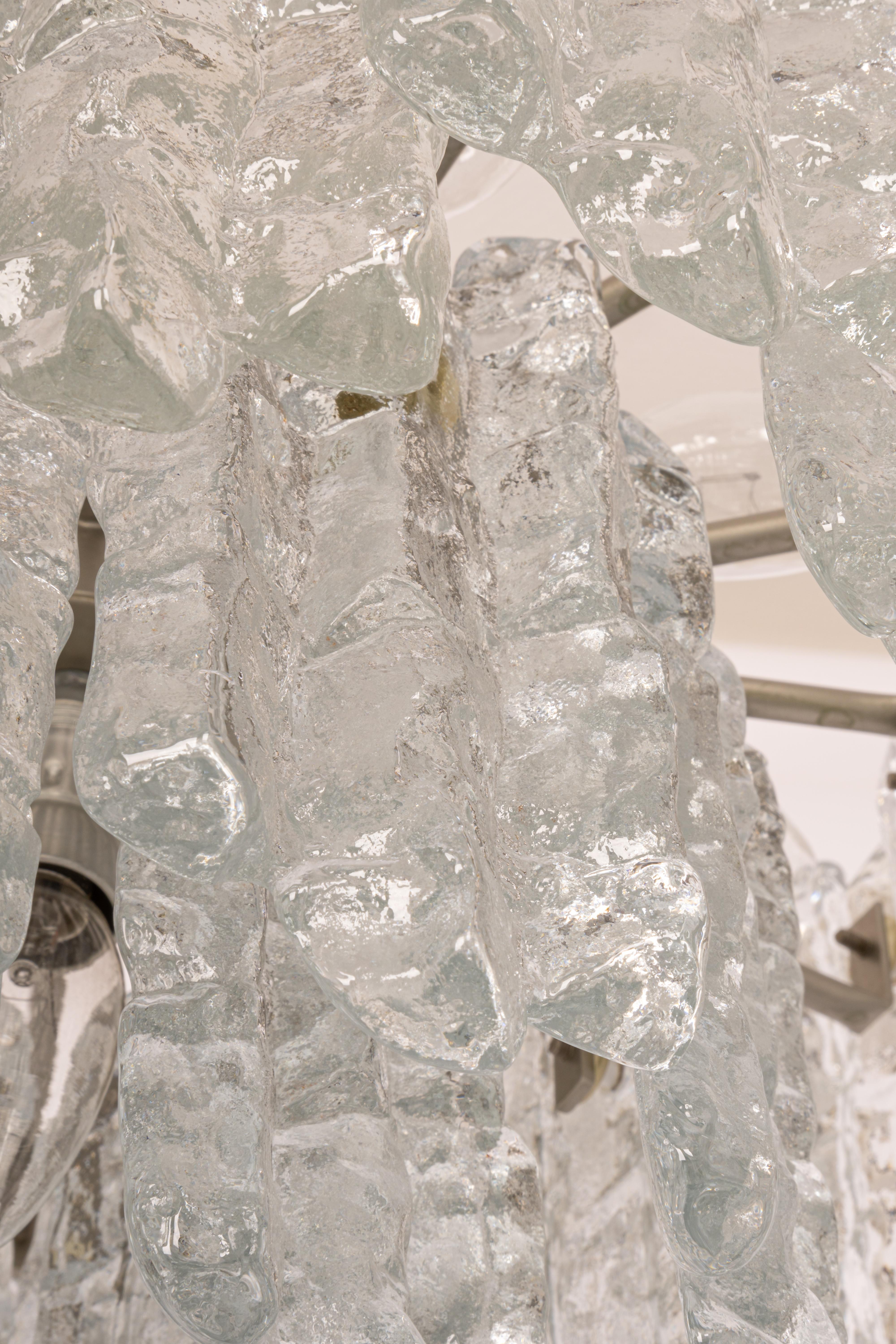 1 of 3 Large Murano Ice Glass Chandelier by Kalmar, Austria, 1960s 1