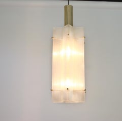 1 of 3 Large Murano Ice Glass Pendant by Limburg, Germany, 1970s