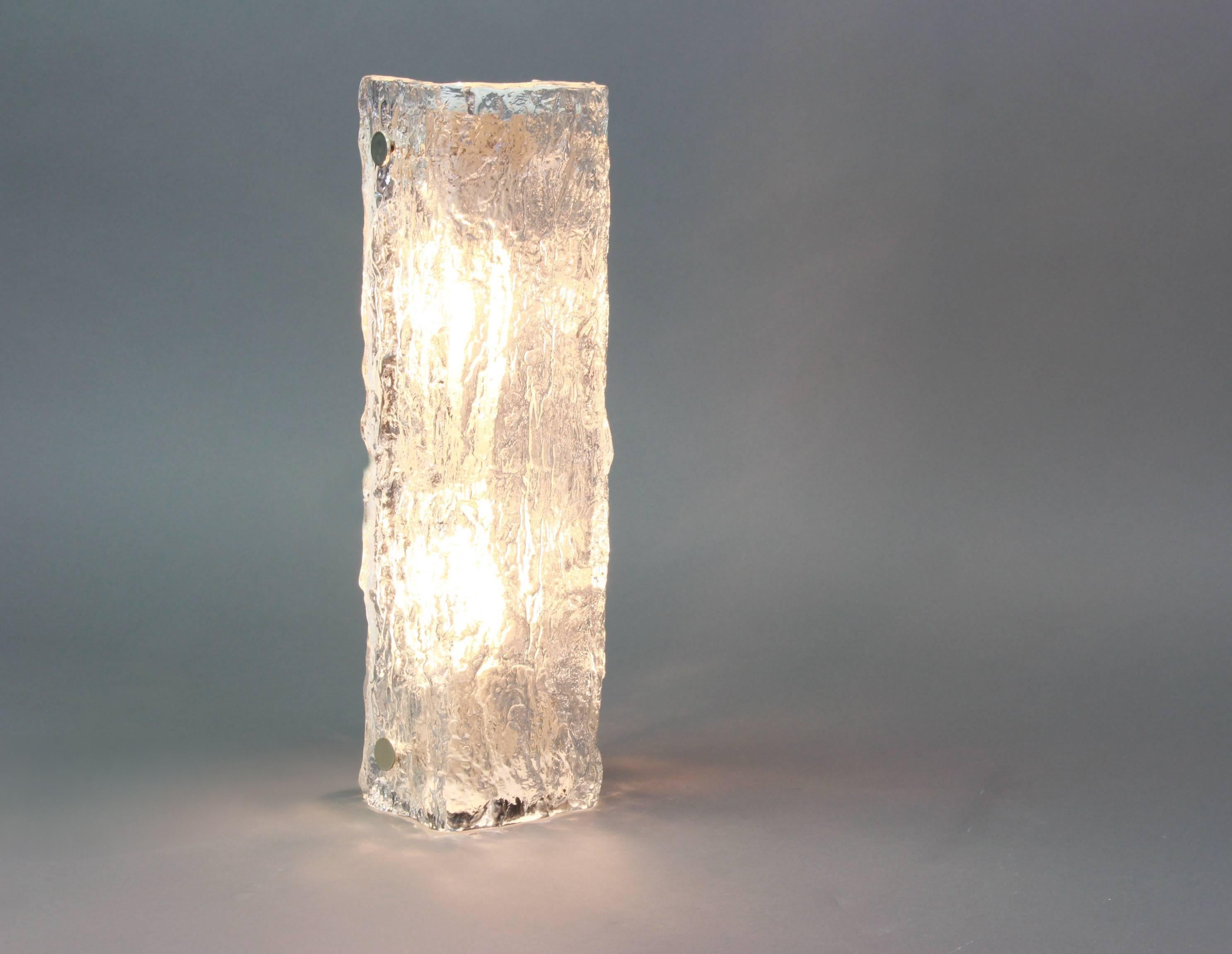 1 von 3 großen Waschtisch-Wandleuchtern aus Murano-Eisglas von Kaiser, Deutschland, 1970er Jahre (Muranoglas) im Angebot