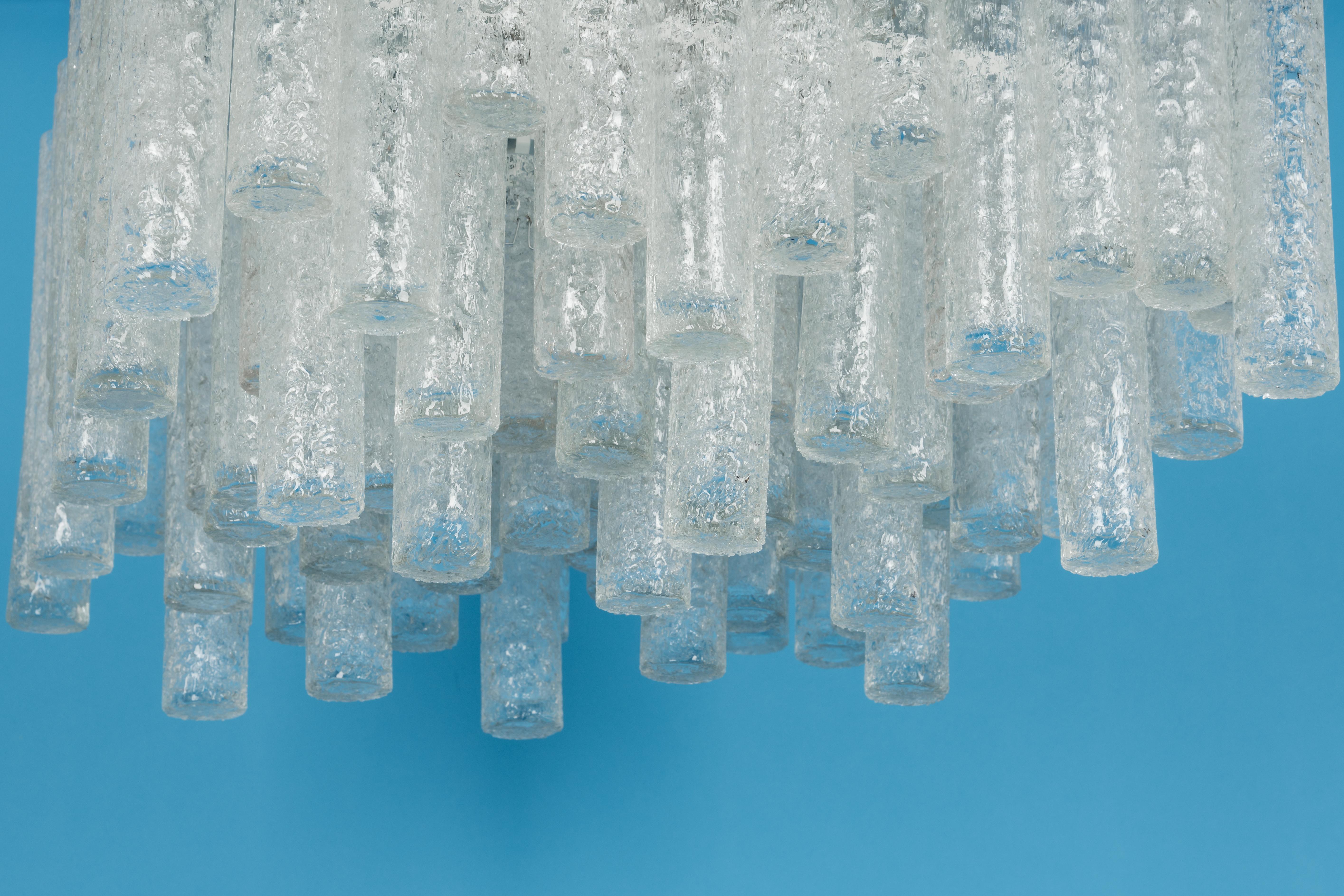 1 von 3 großen, atemberaubenden Murano-Eisglasröhren, Einbaubeleuchtung von Doria Deutschland, 1960er Jahre im Angebot 4