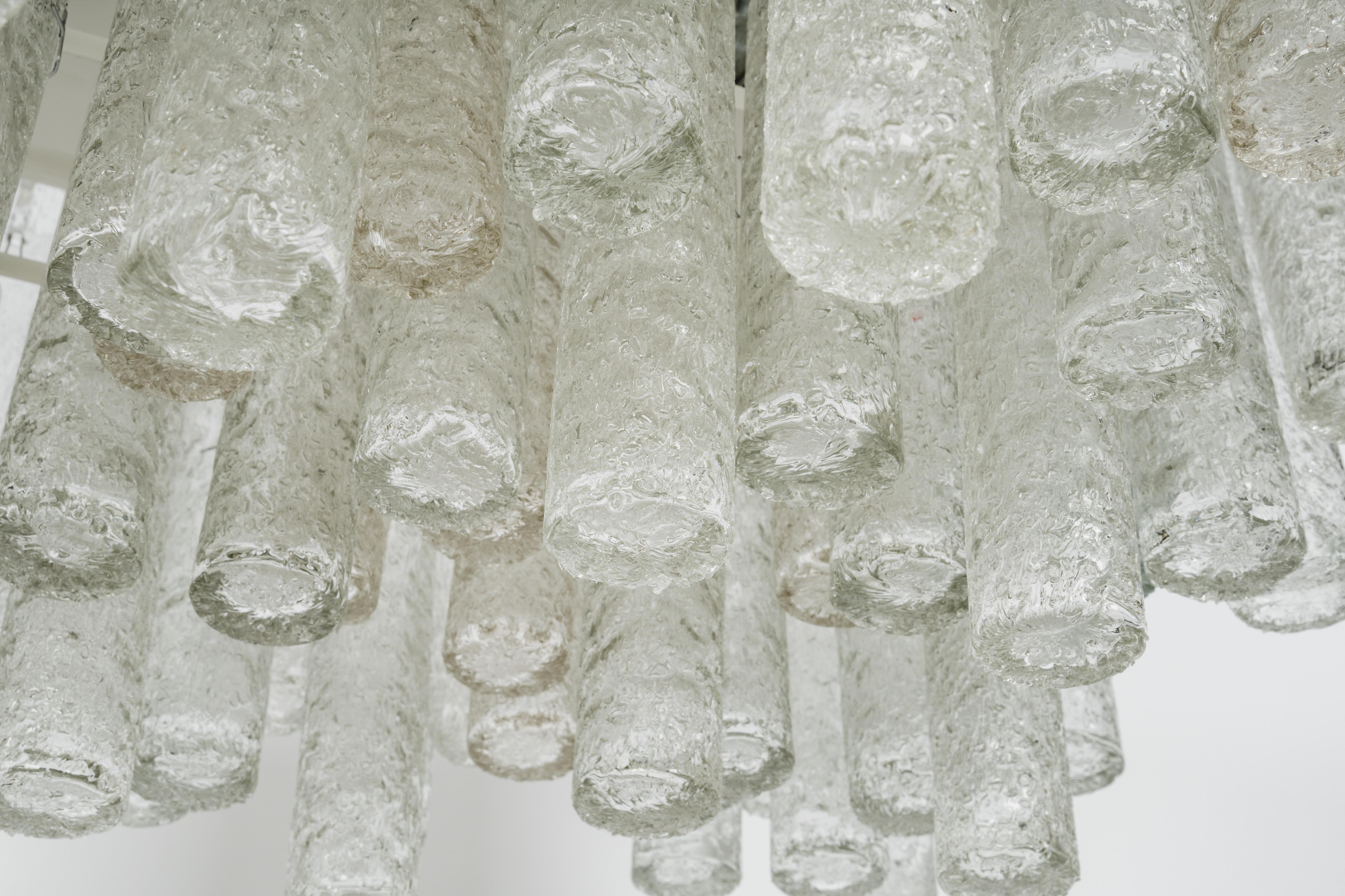 1 von 3 großen, atemberaubenden Murano-Eisglasröhren, Einbaubeleuchtung von Doria Deutschland, 1960er Jahre im Zustand „Gut“ im Angebot in Aachen, NRW