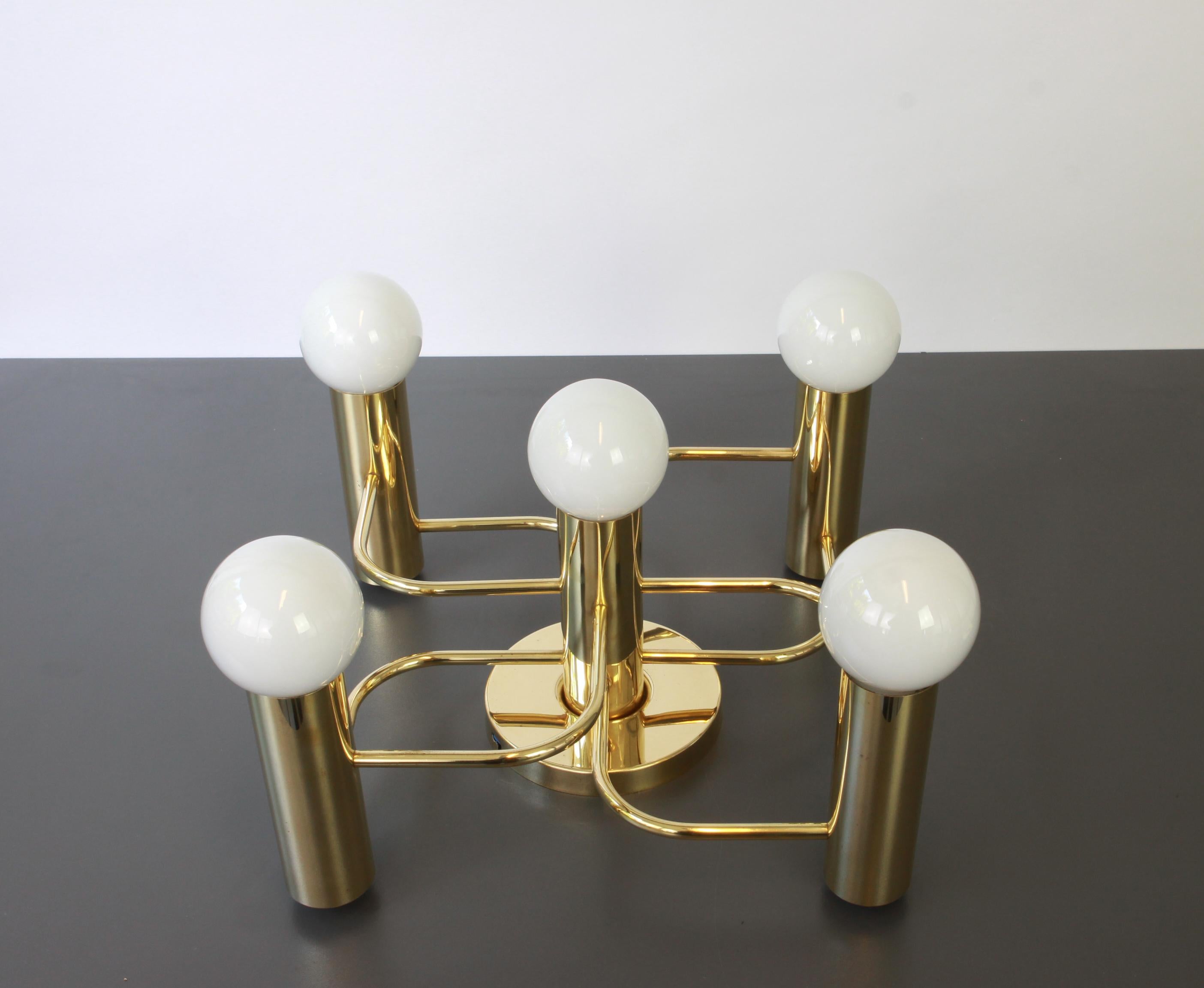 Mid-Century Modern 1 of 3 Leola Flushmount Sciolari Light Fixture Dark Brass, Germany, 1980s