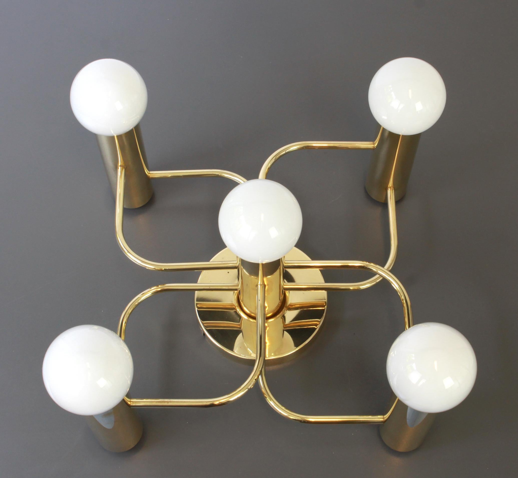 1 of 3 Leola Flushmount Sciolari Light Fixture Dark Brass, Germany, 1980s In Good Condition In Aachen, NRW