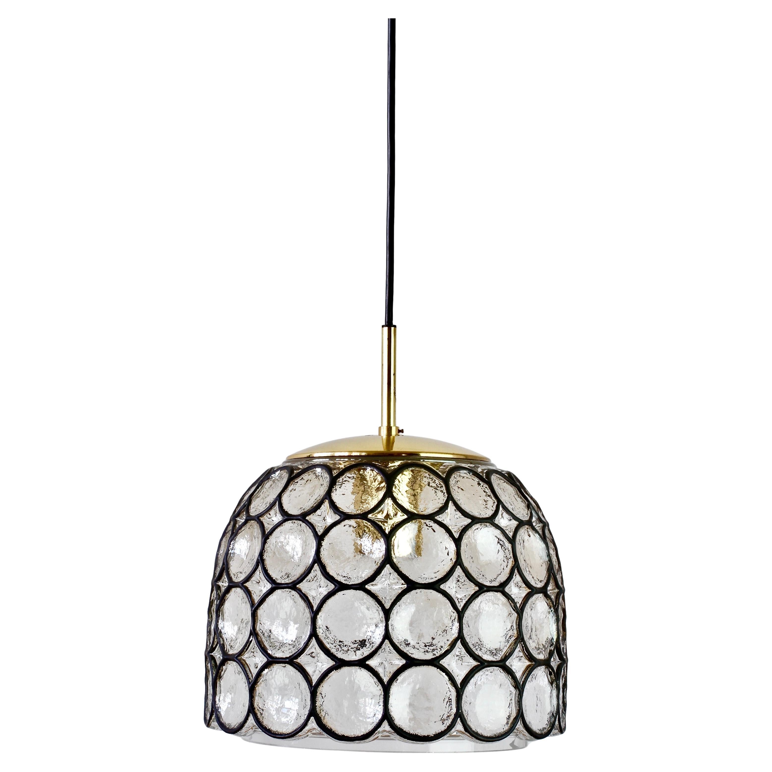 1 of 3 Limburg Vintage Mid-Century Anelli di ferro nero Vetro e ottone Luci a sospensione