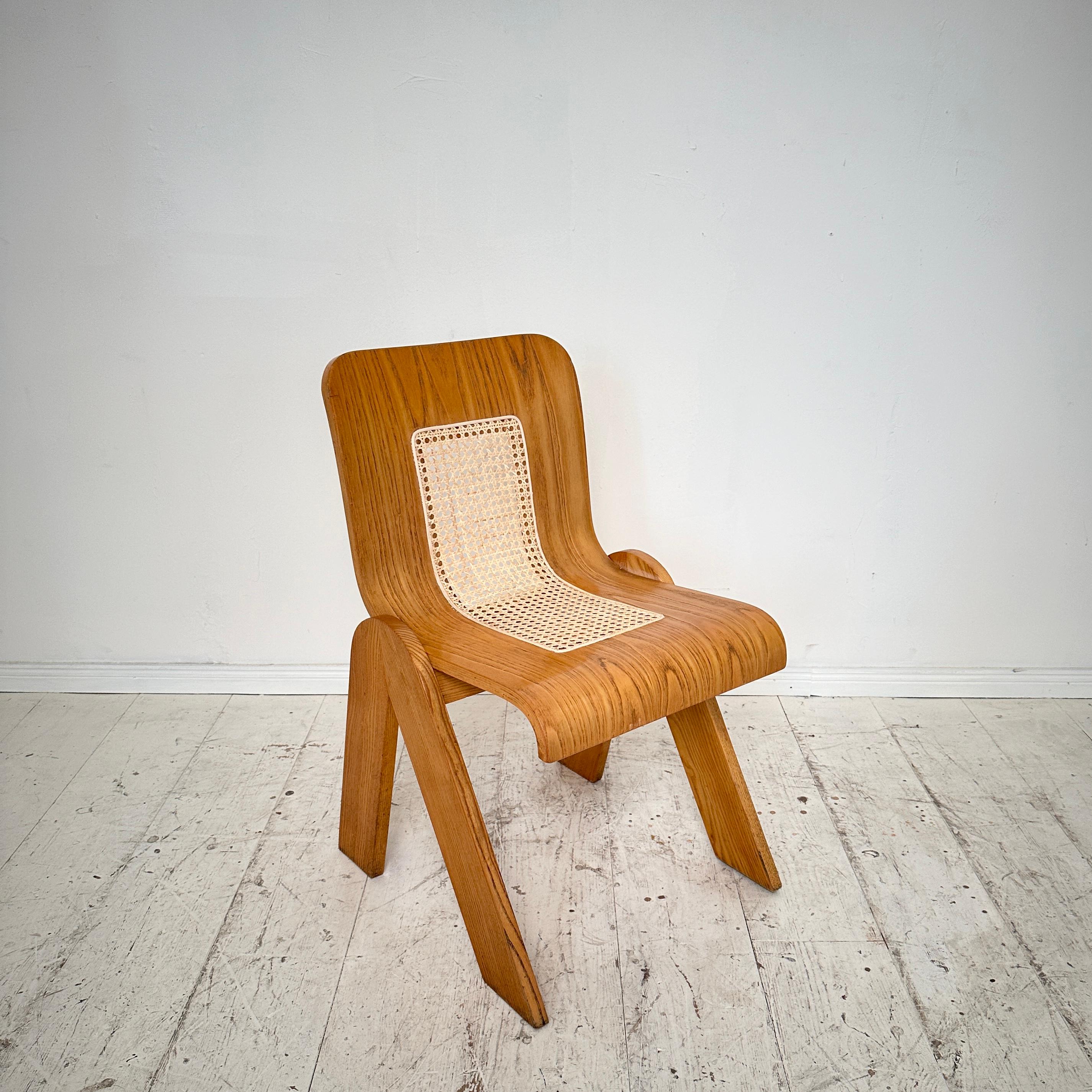 1 of 3 Mid Century Italian Ash Dining Chairs by Gigi Sabadin for Stilwood, 1970s For Sale 4