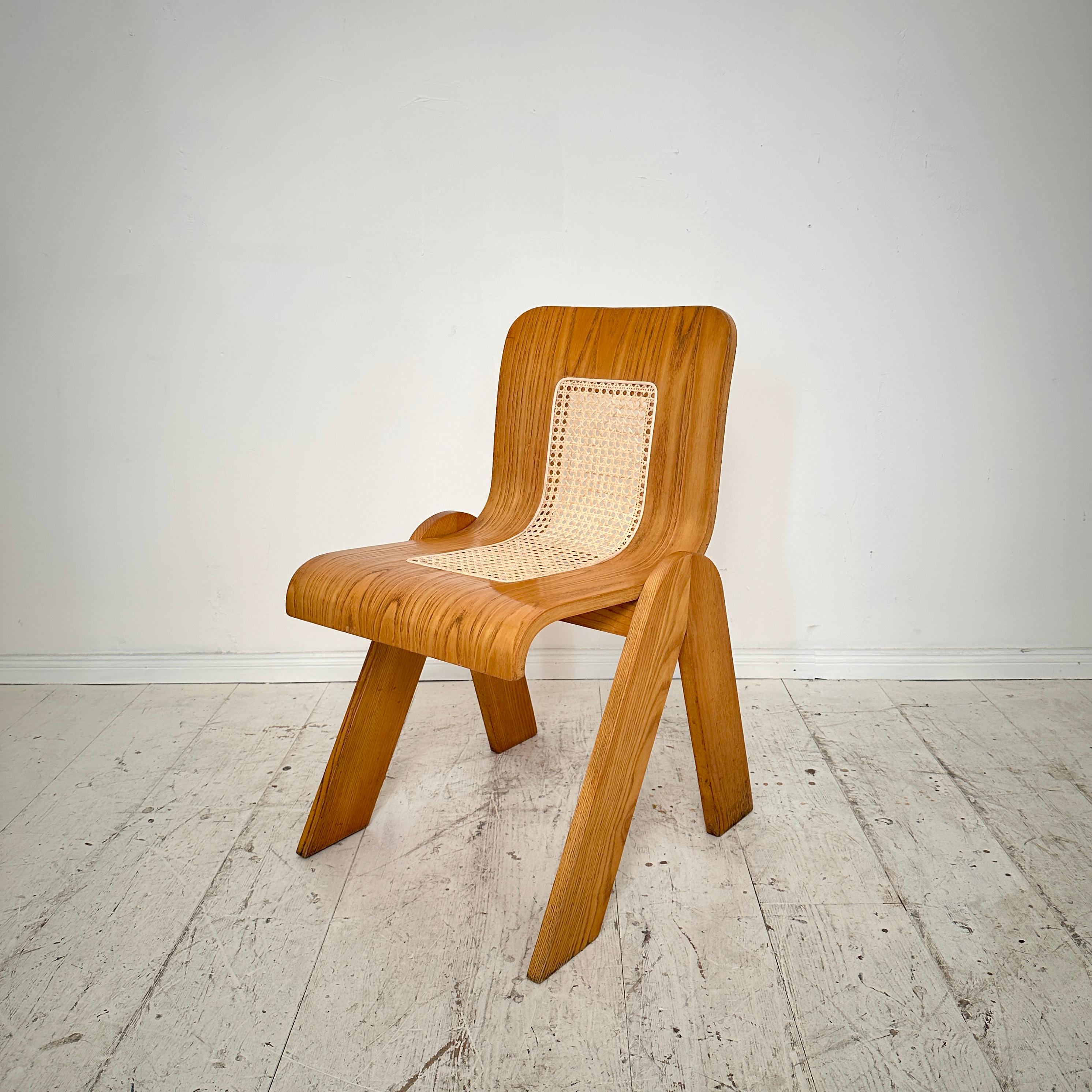 1 of 3 Mid Century Italian Ash Dining Chairs by Gigi Sabadin for Stilwood, 1970s For Sale 5