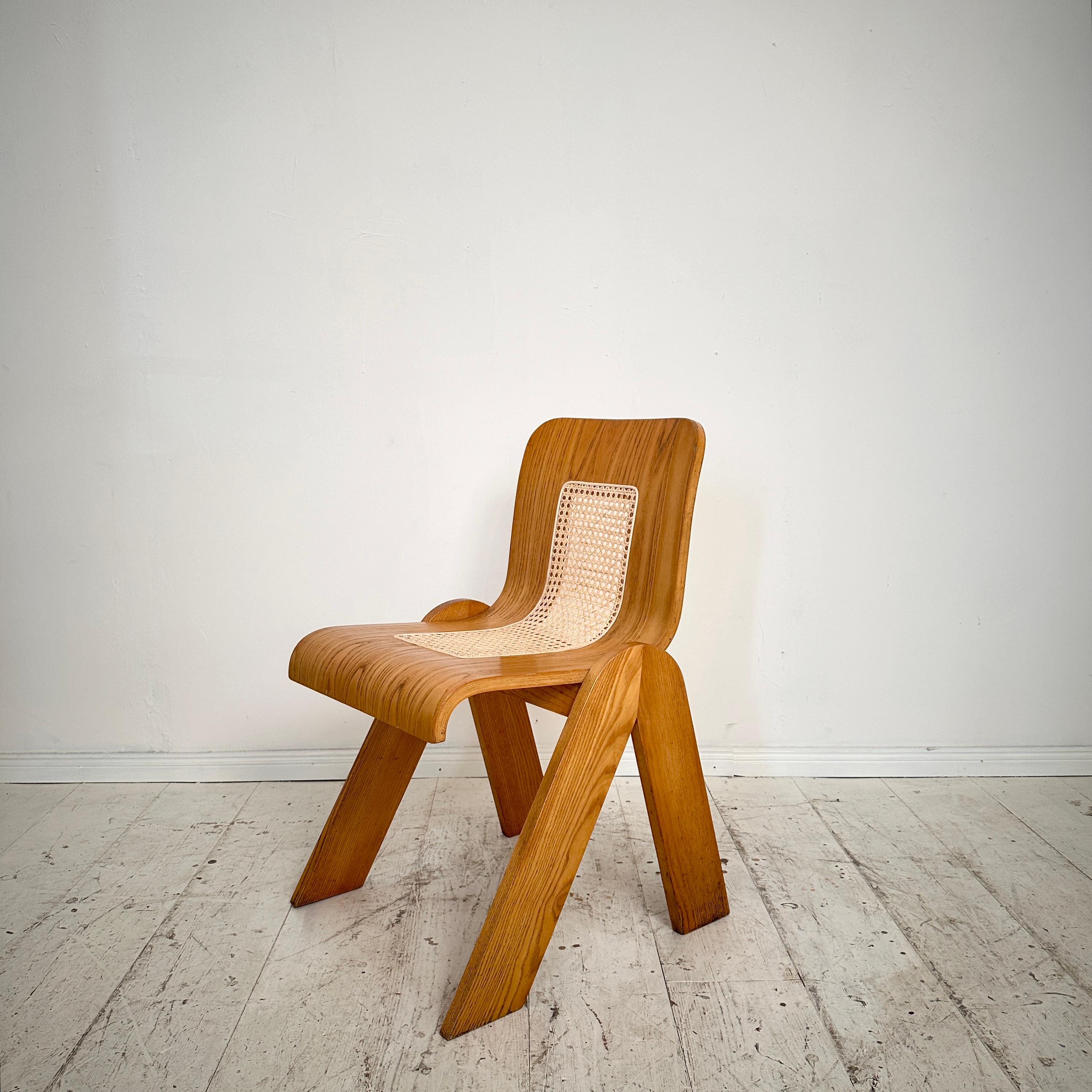 Mid-Century Modern 1 of 3 Mid Century Italian Ash Dining Chairs by Gigi Sabadin for Stilwood, 1970s For Sale