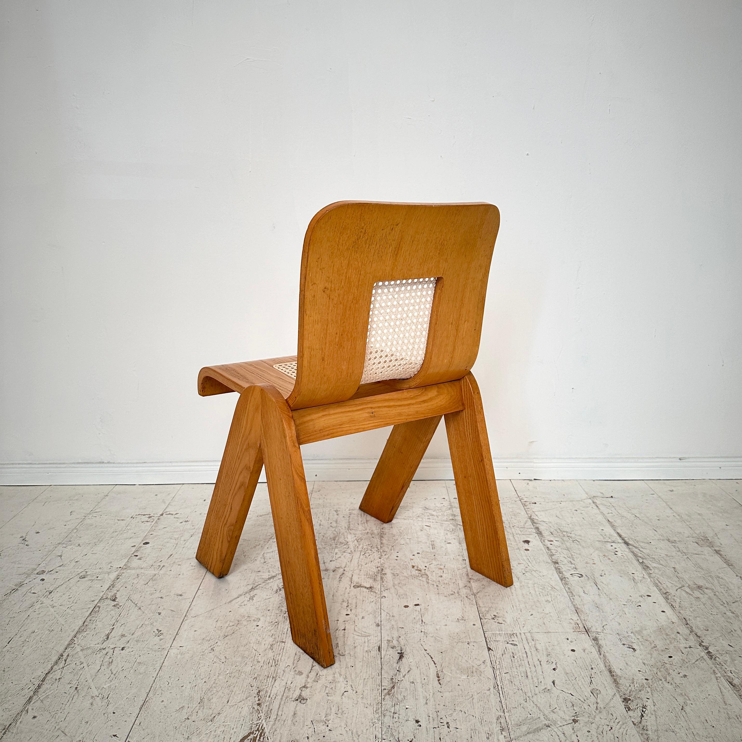 Late 20th Century 1 of 3 Mid Century Italian Ash Dining Chairs by Gigi Sabadin for Stilwood, 1970s For Sale