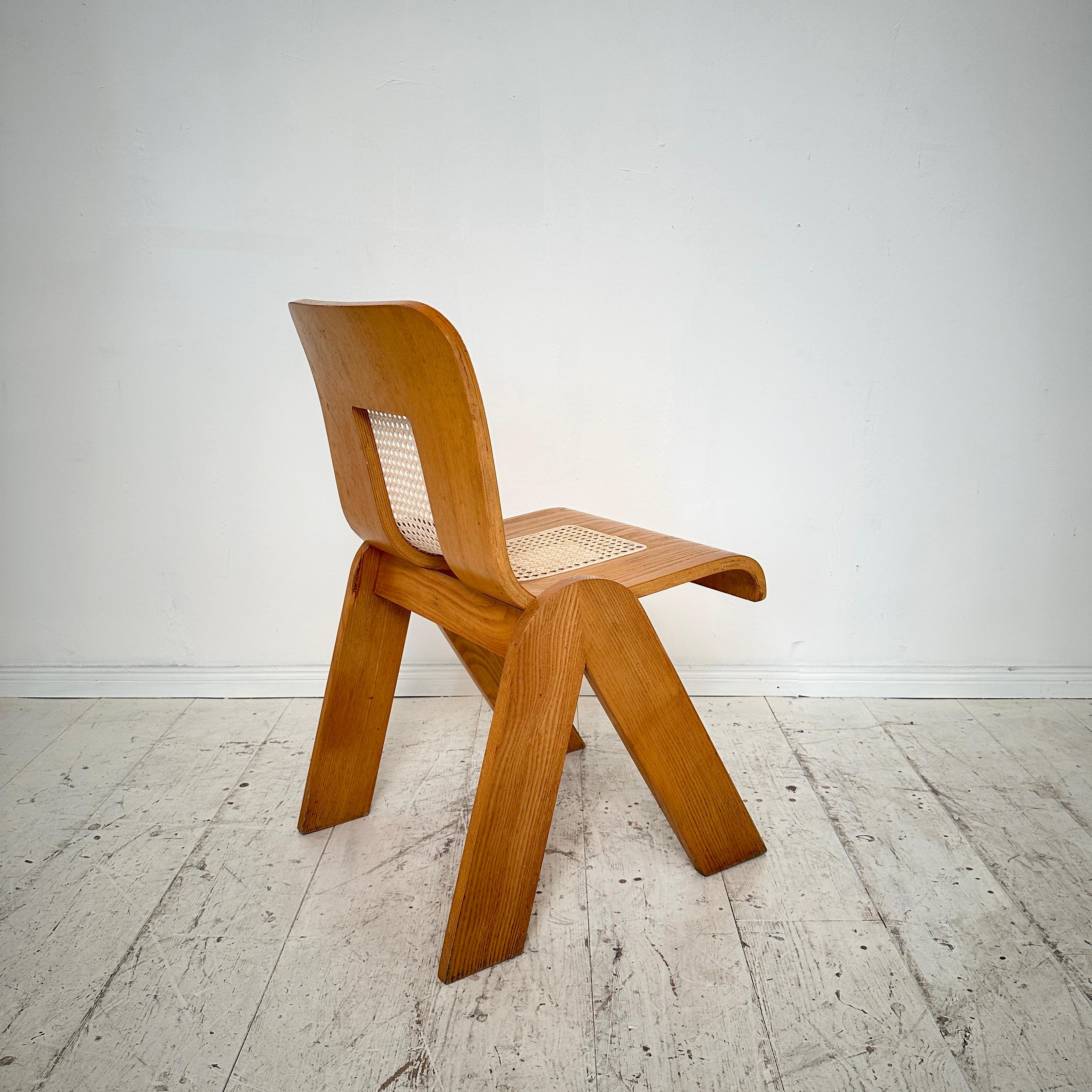 1 of 3 Mid Century Italian Ash Dining Chairs by Gigi Sabadin for Stilwood, 1970s For Sale 1